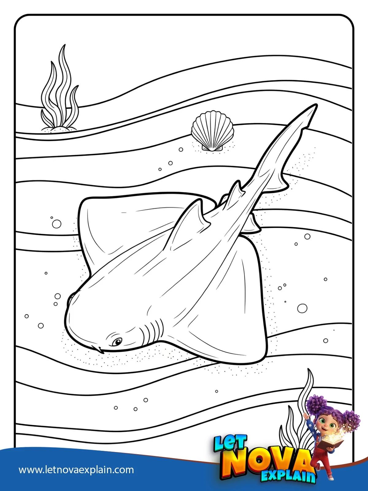 Angel Shark on Sandy Camouflage coloring — Printable PDF