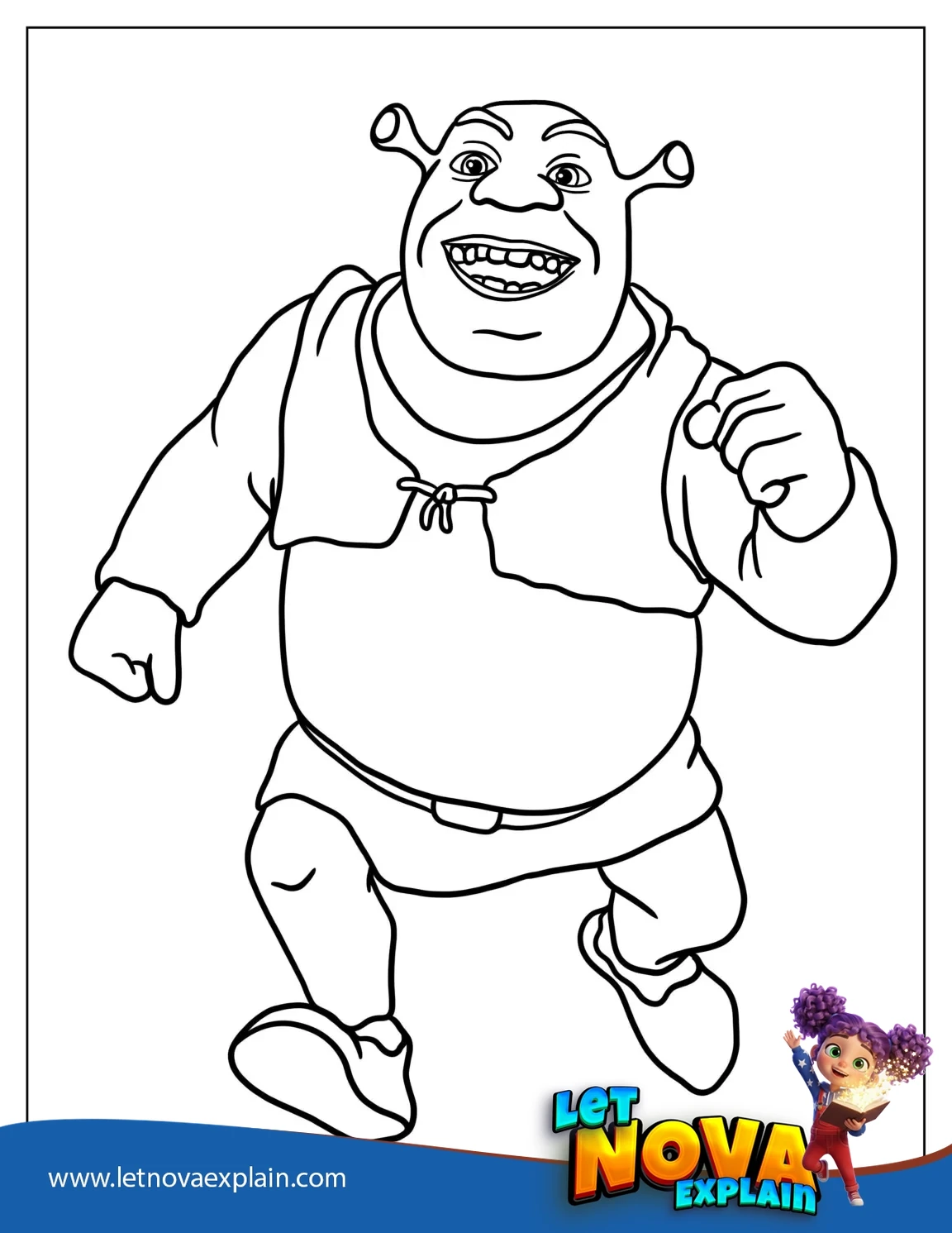 Easy Outline Of Shrek To Color For Kids — Coloring page
