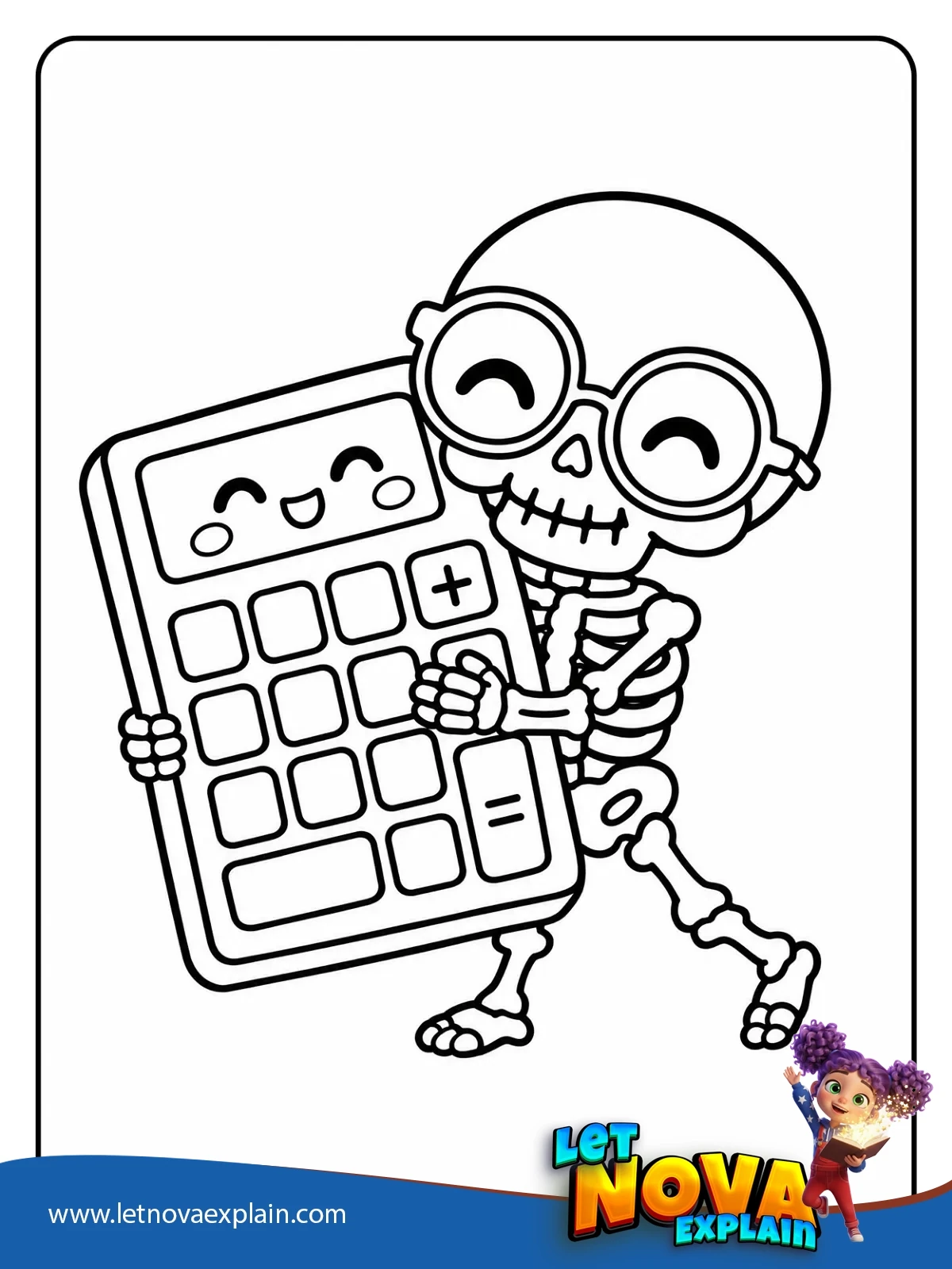 Big Calculator Bony Hug coloring — Coloring page