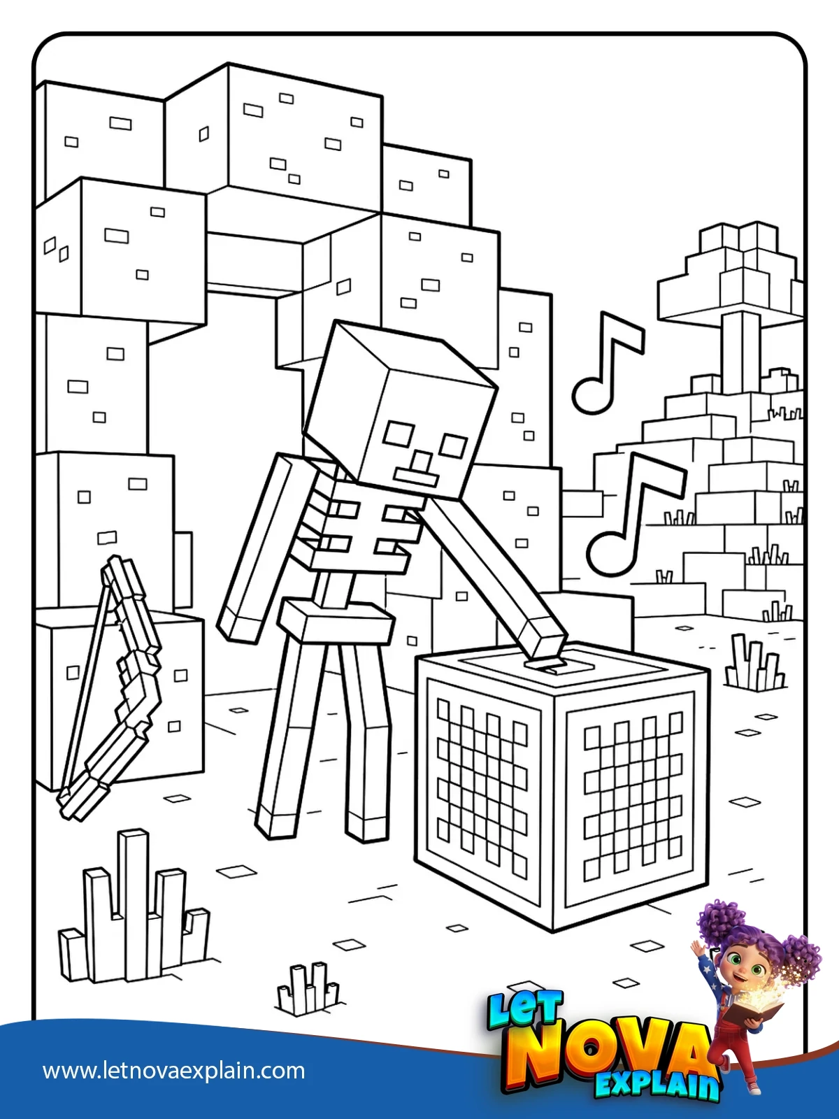 Minecraft Skeletons Note Block coloring — Coloring page