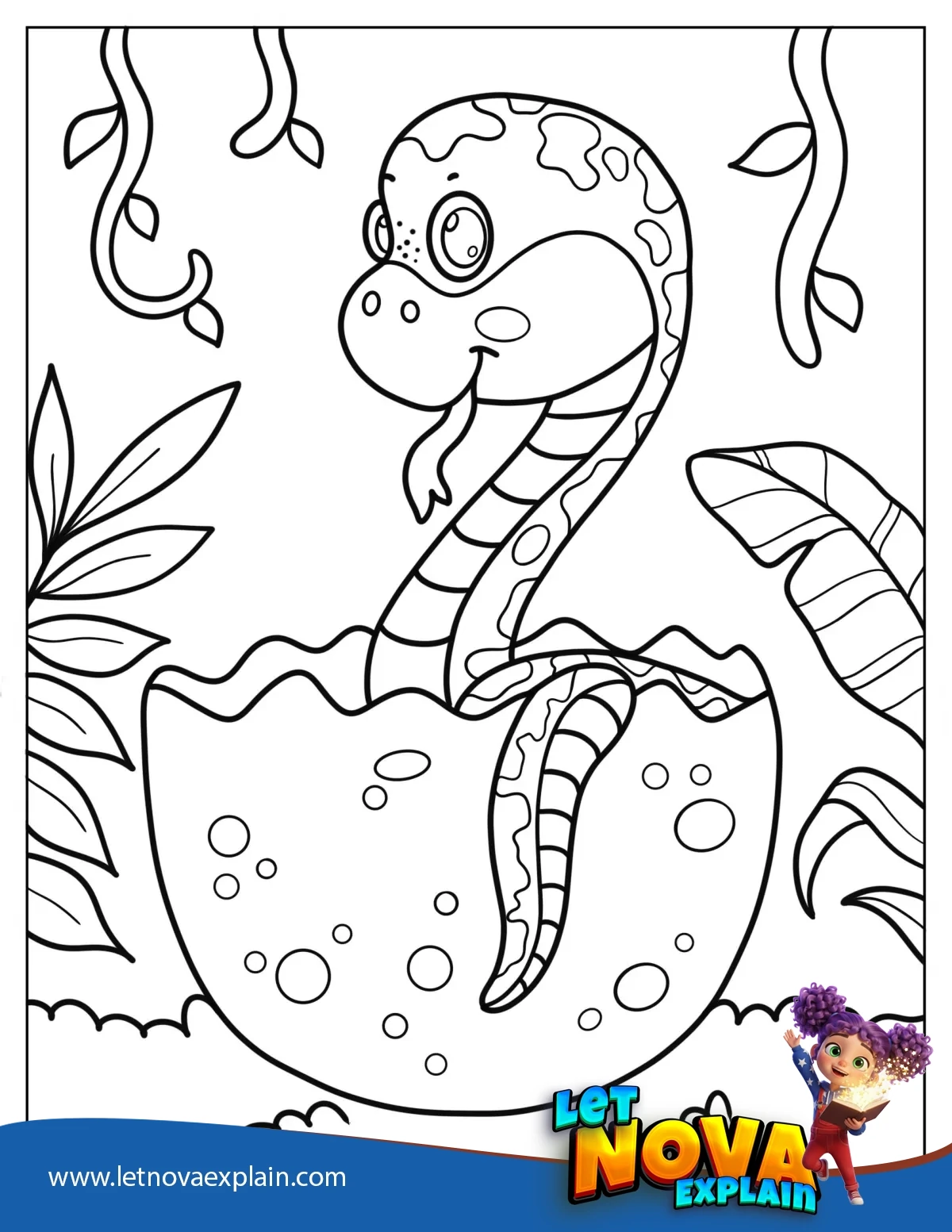 Baby Snake Hatching From Egg — Coloring page