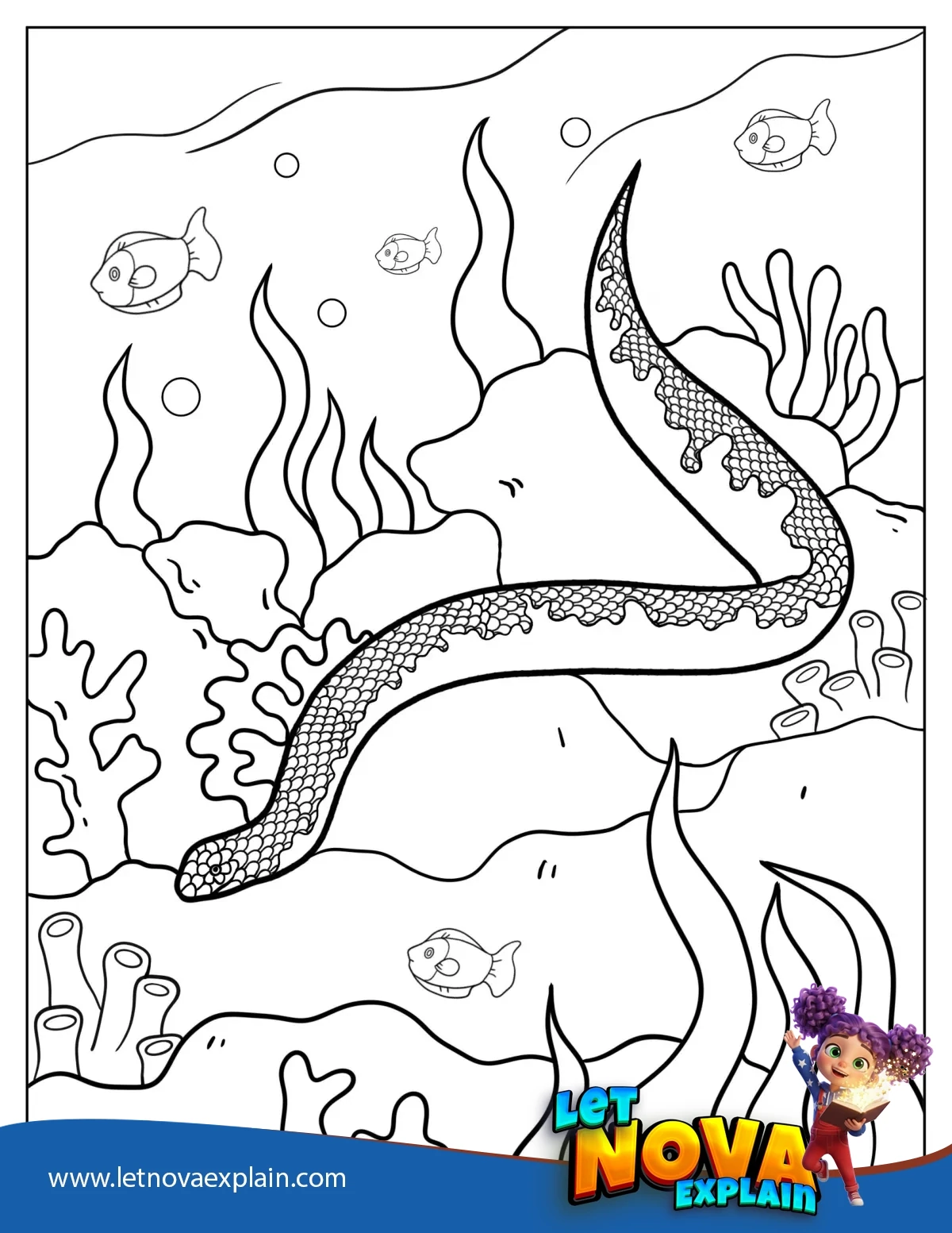 Coloring Page Of a Sea Snake In The Water — Coloring page