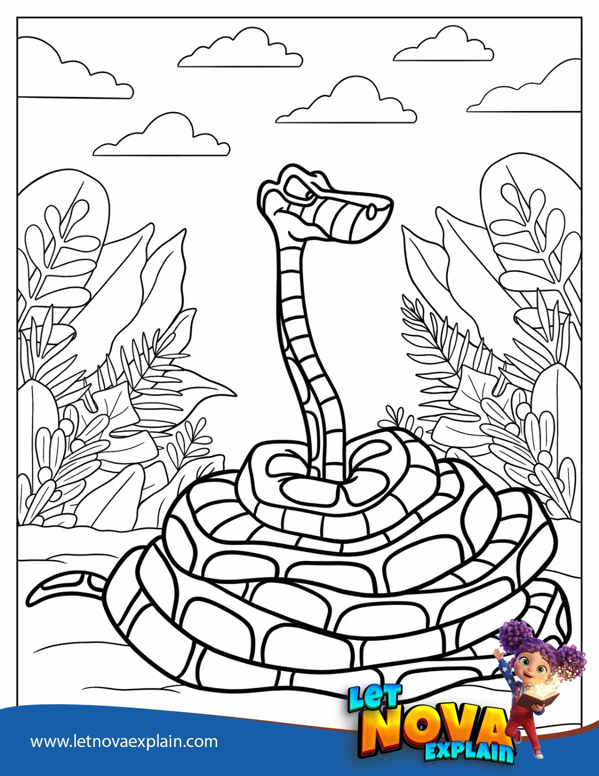 Kaa The Snake In A Coil Coloring Page — Coloring page