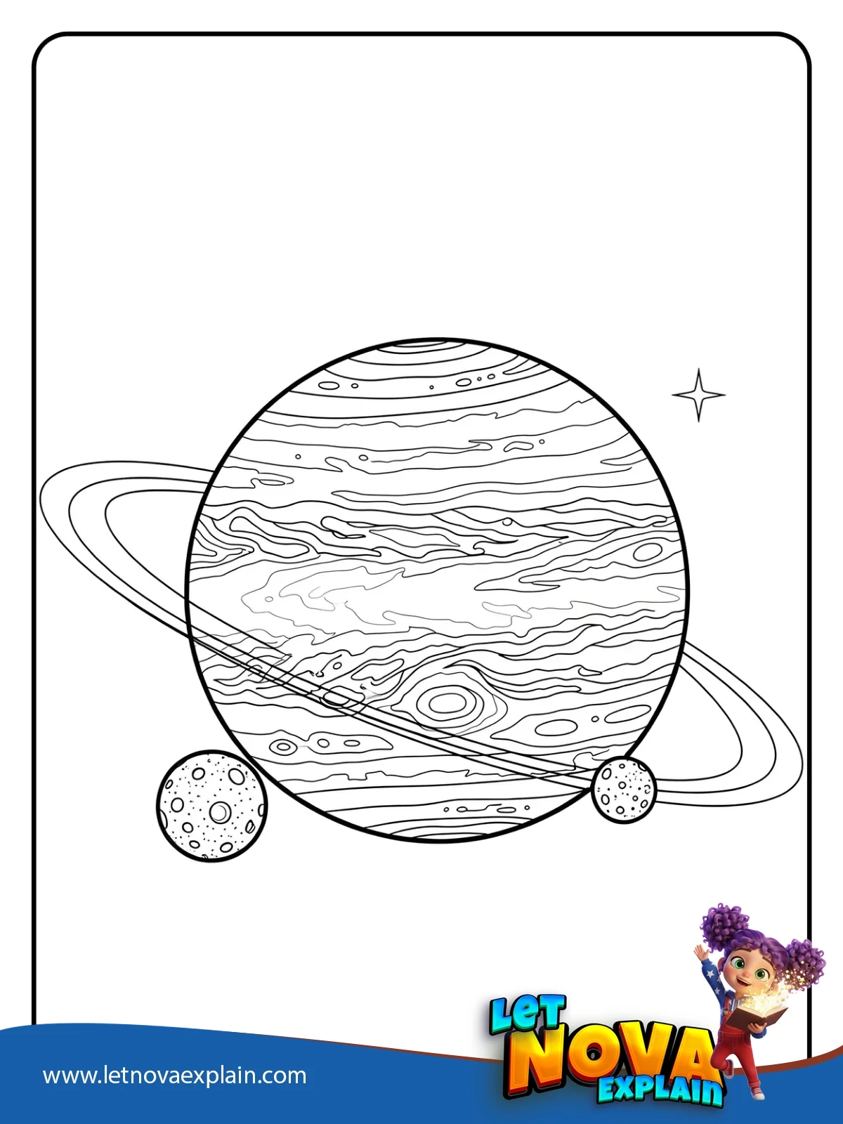 Jupiter and Its Great Red Spot coloring — Printable PDF