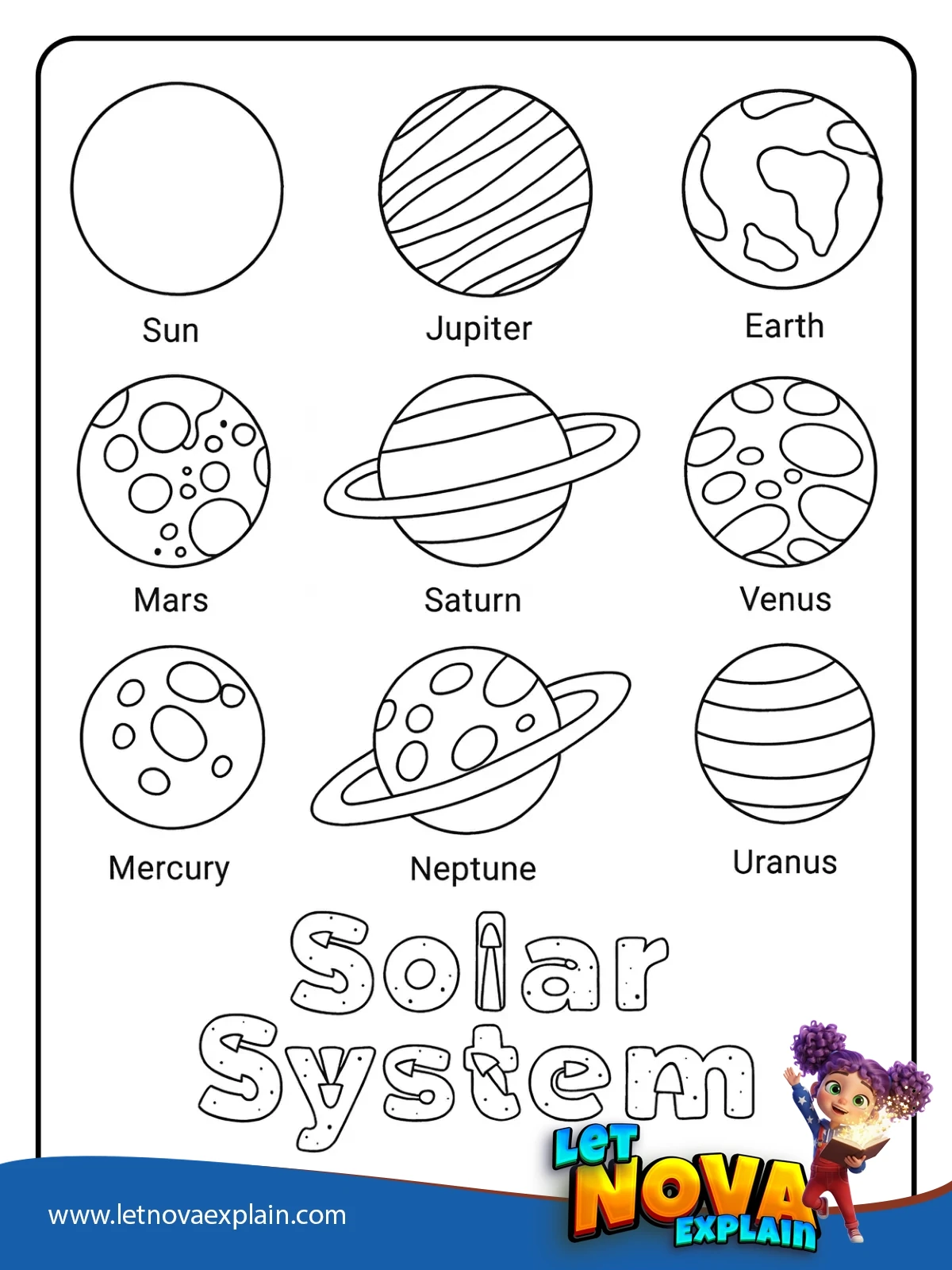 Meet the Planets of the Solar System coloring — Printable PDF