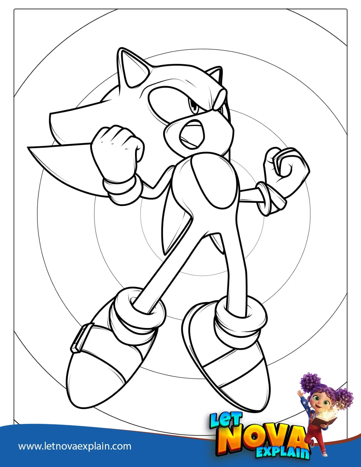 Angry Sonic To Color — Printable PDF