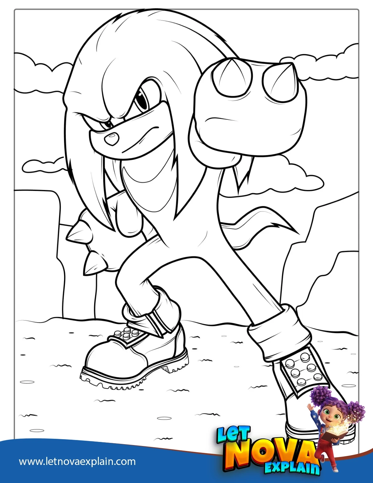 Coloring Page Of Knuckles — Printable PDF