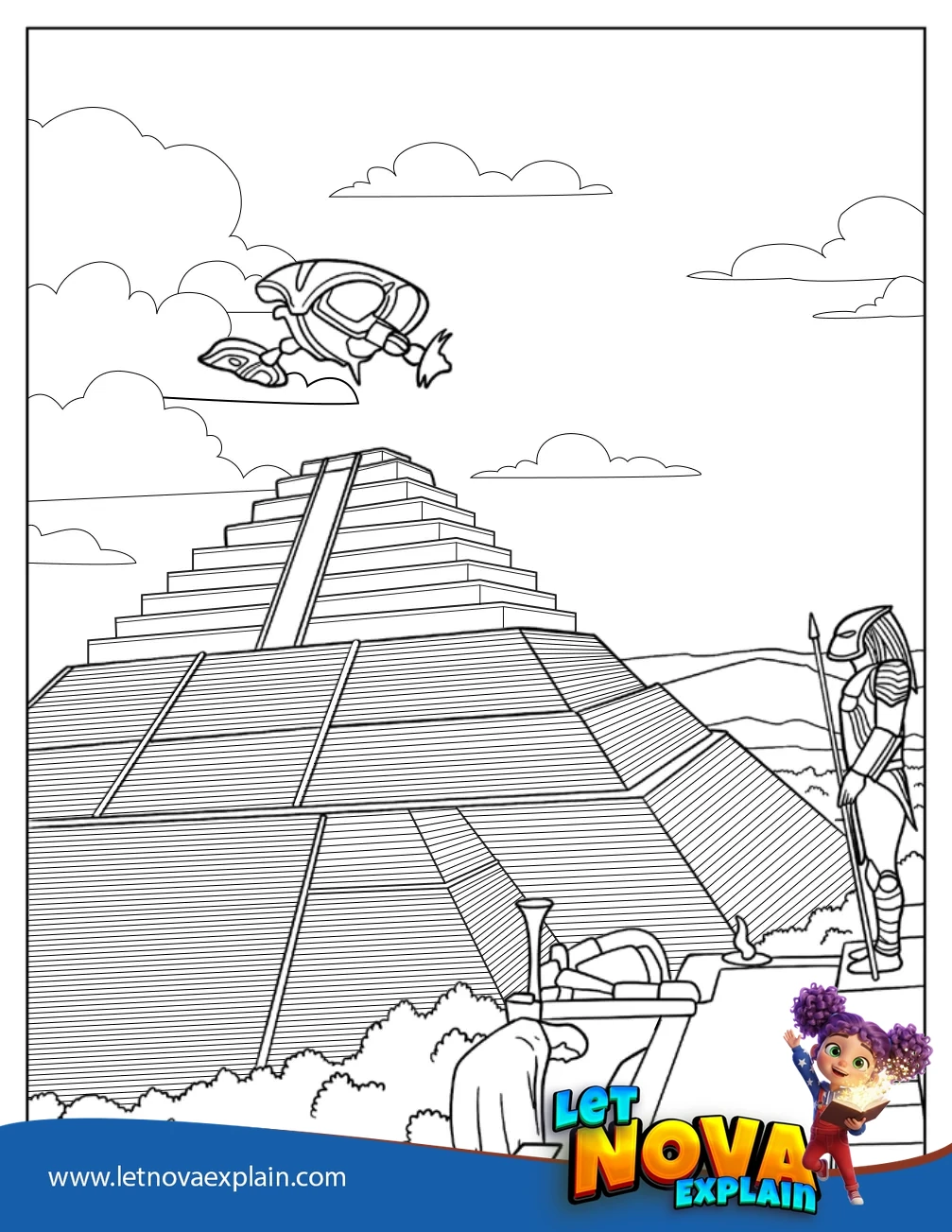 Alien Vs Predator On A Pyramid Coloring Page — Page de coloriage