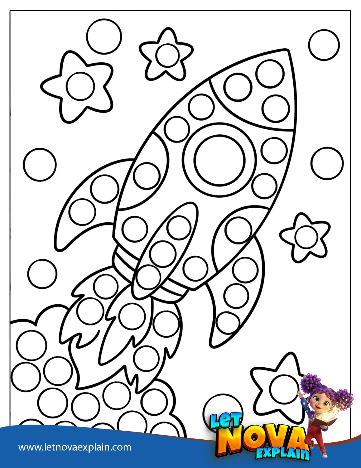 Amazing Space Rocket Dot Marker — Page de coloriage
