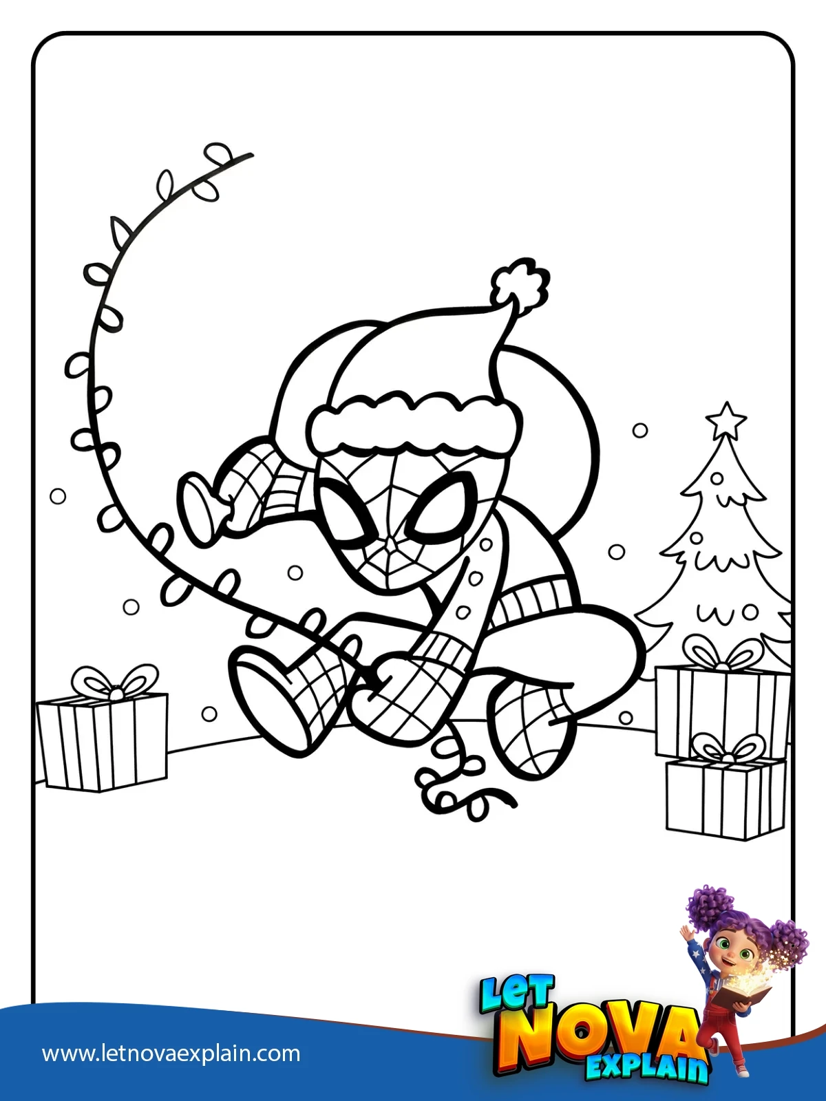 Christmas Spider man coloring — Disegno da colorare