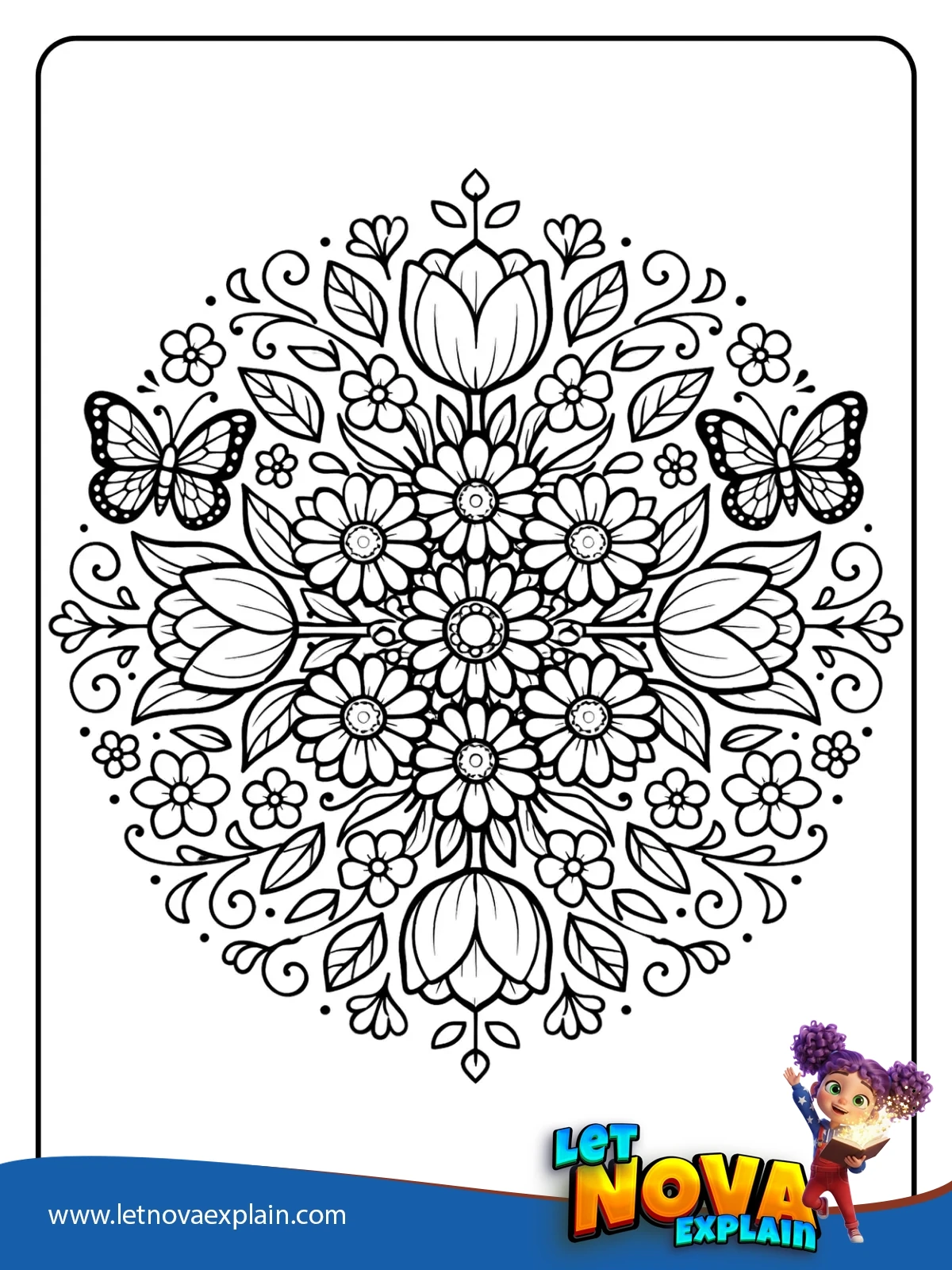 Spring in Bloom Mandala coloring — Page de coloriage