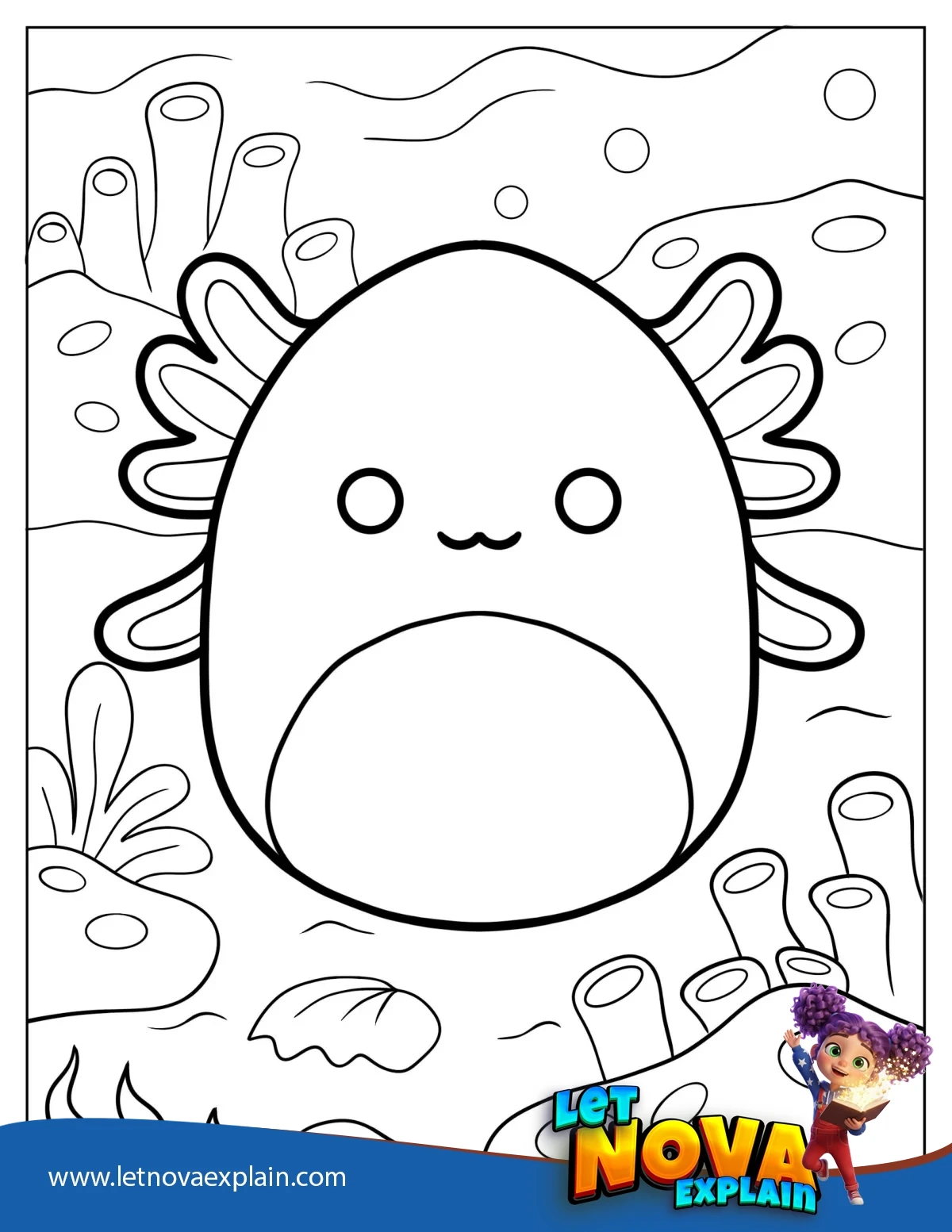 Archie The Axolotl Squishmallow — Página para colorear