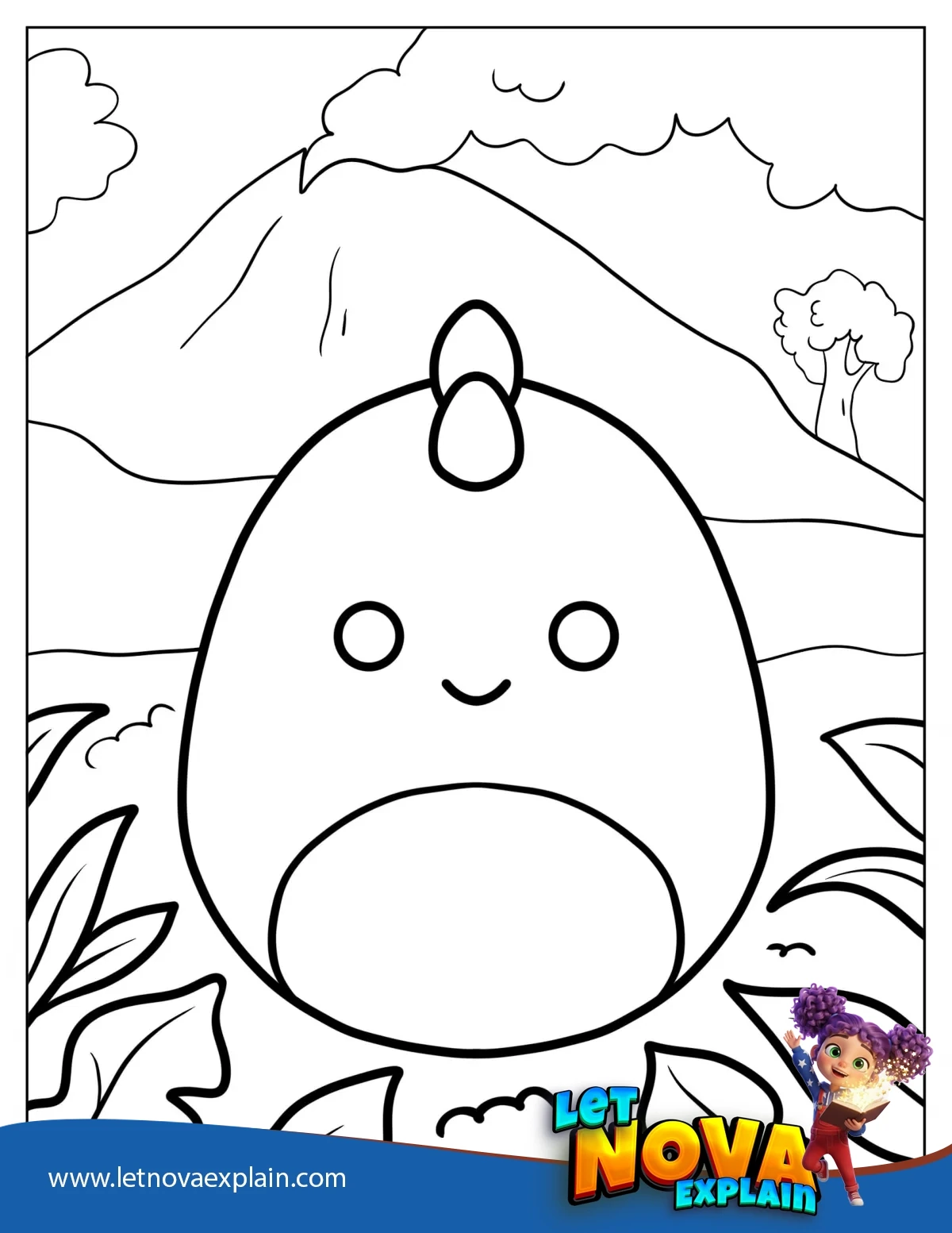 Danny The Dinosaur Squishmallow — Página para colorear
