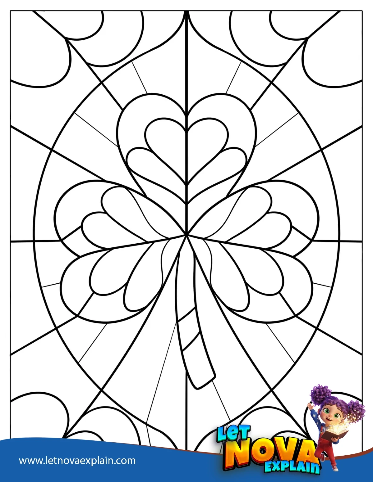 Elegant Shamrock Stained Glass — Page de coloriage