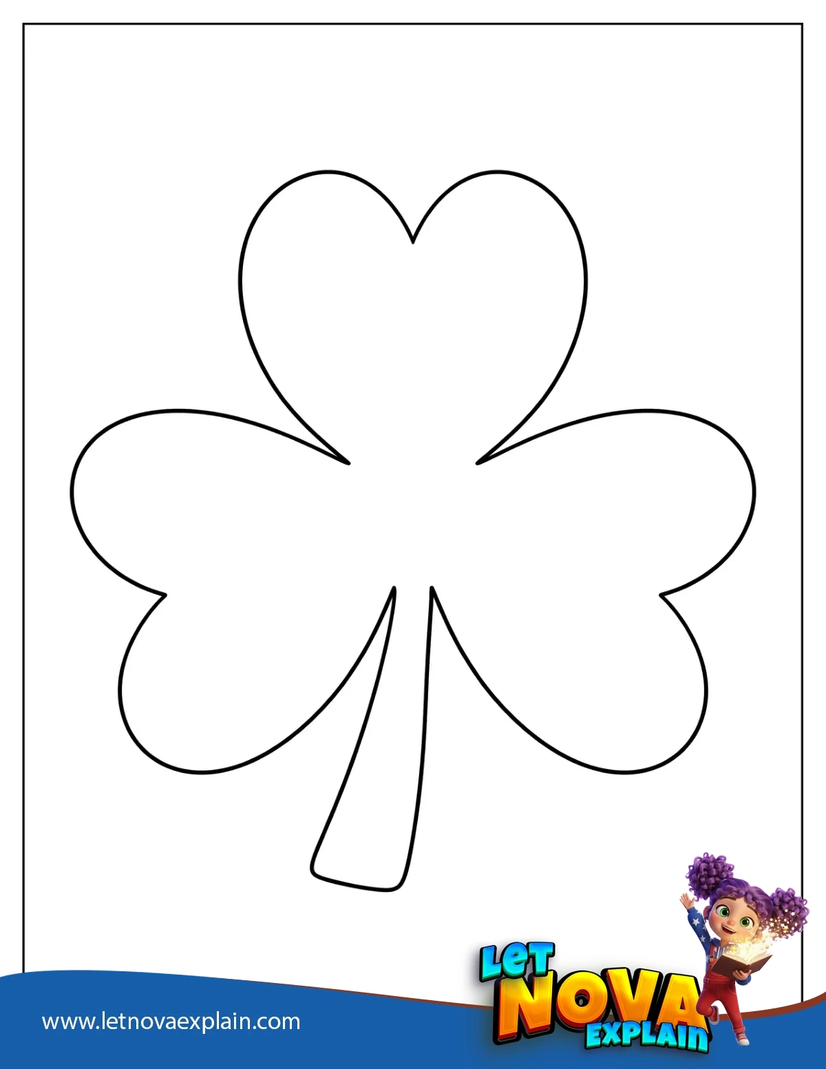 Full Page Easy Shamrock Template — Page de coloriage