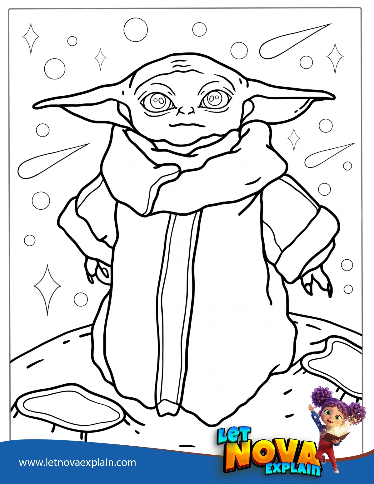 Baby Yoda Alien Coloring Page — صفحة تلوين