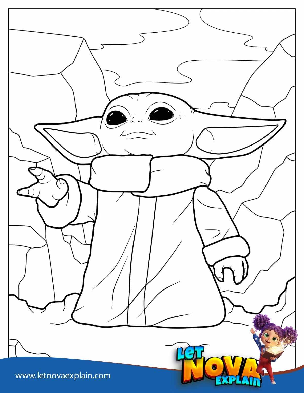 Baby Yoda Using The Force To Color — صفحة تلوين