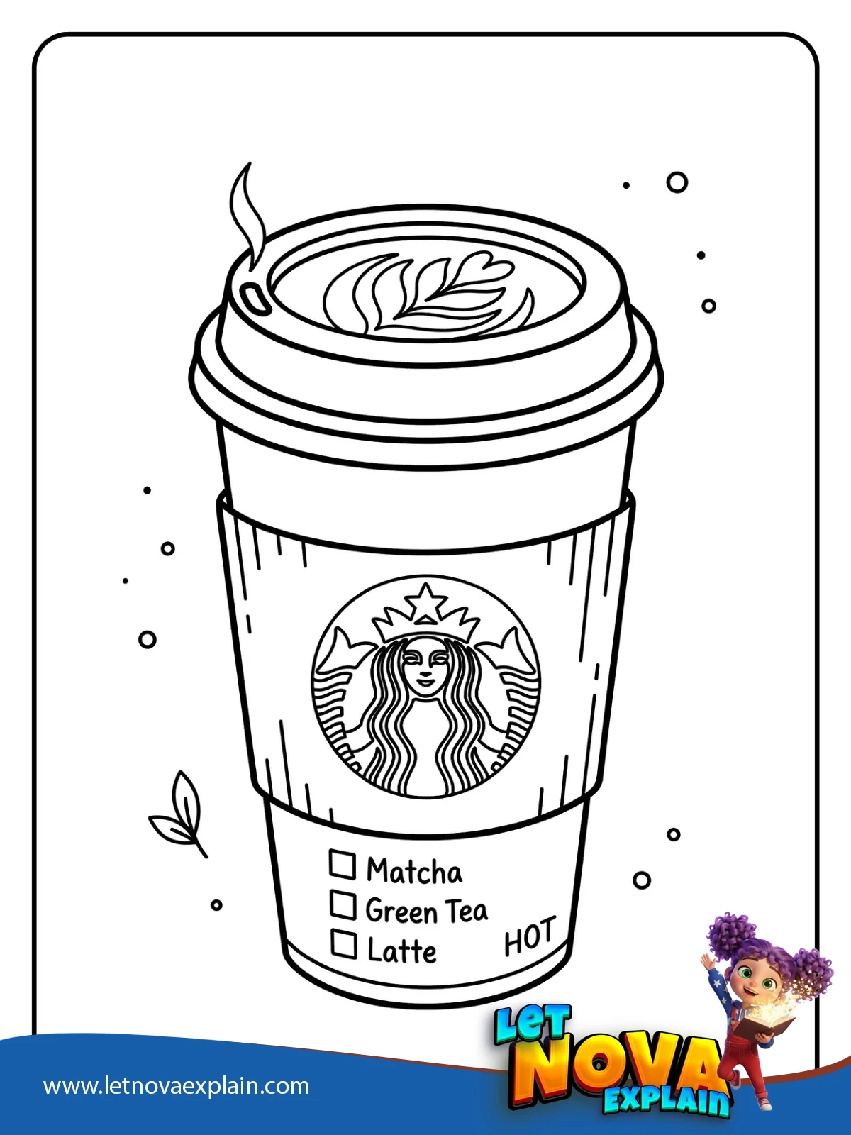 Calm Green Tea coloring — Página para colorear