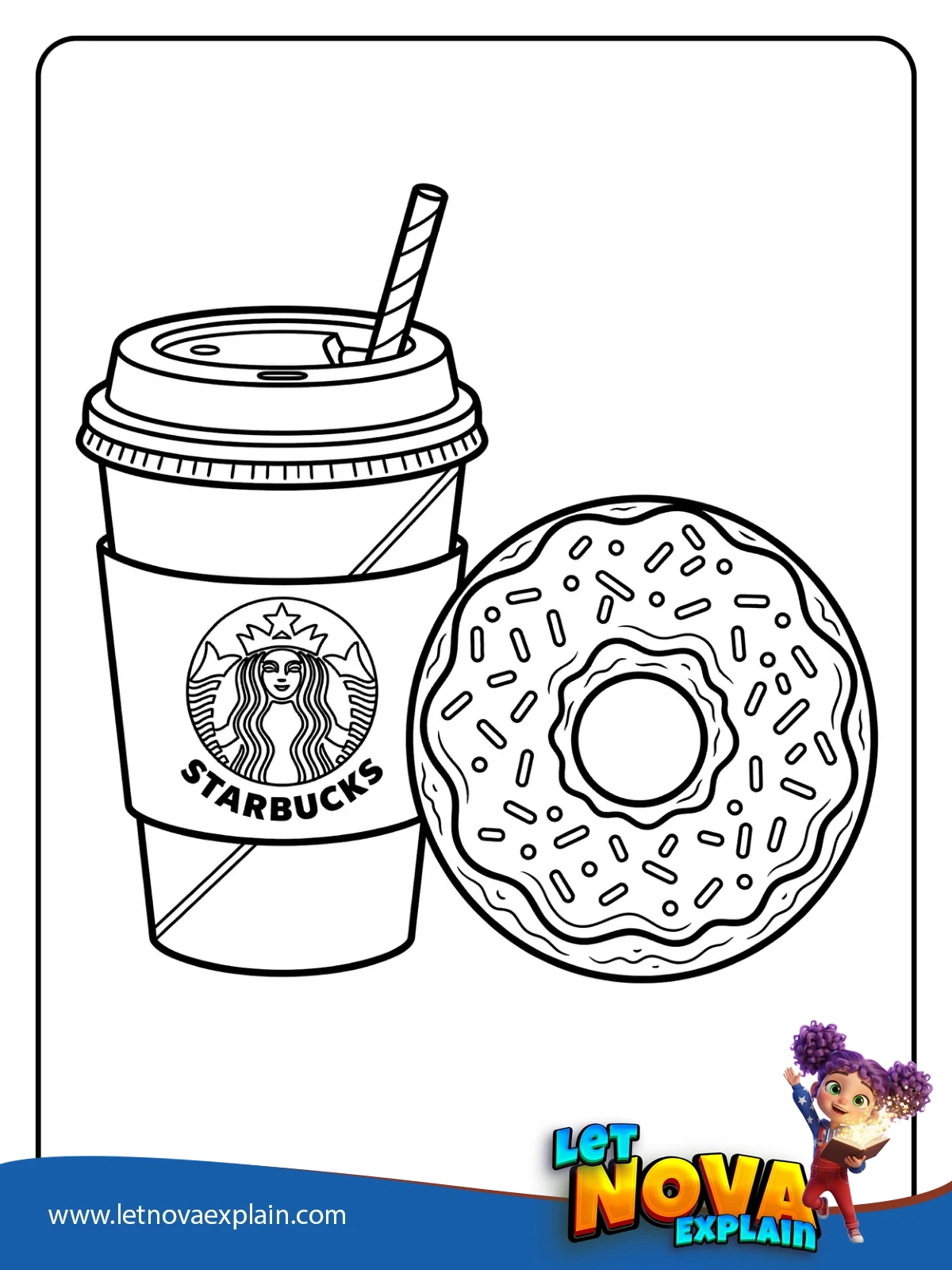 Coffee and Donut coloring — Página para colorear