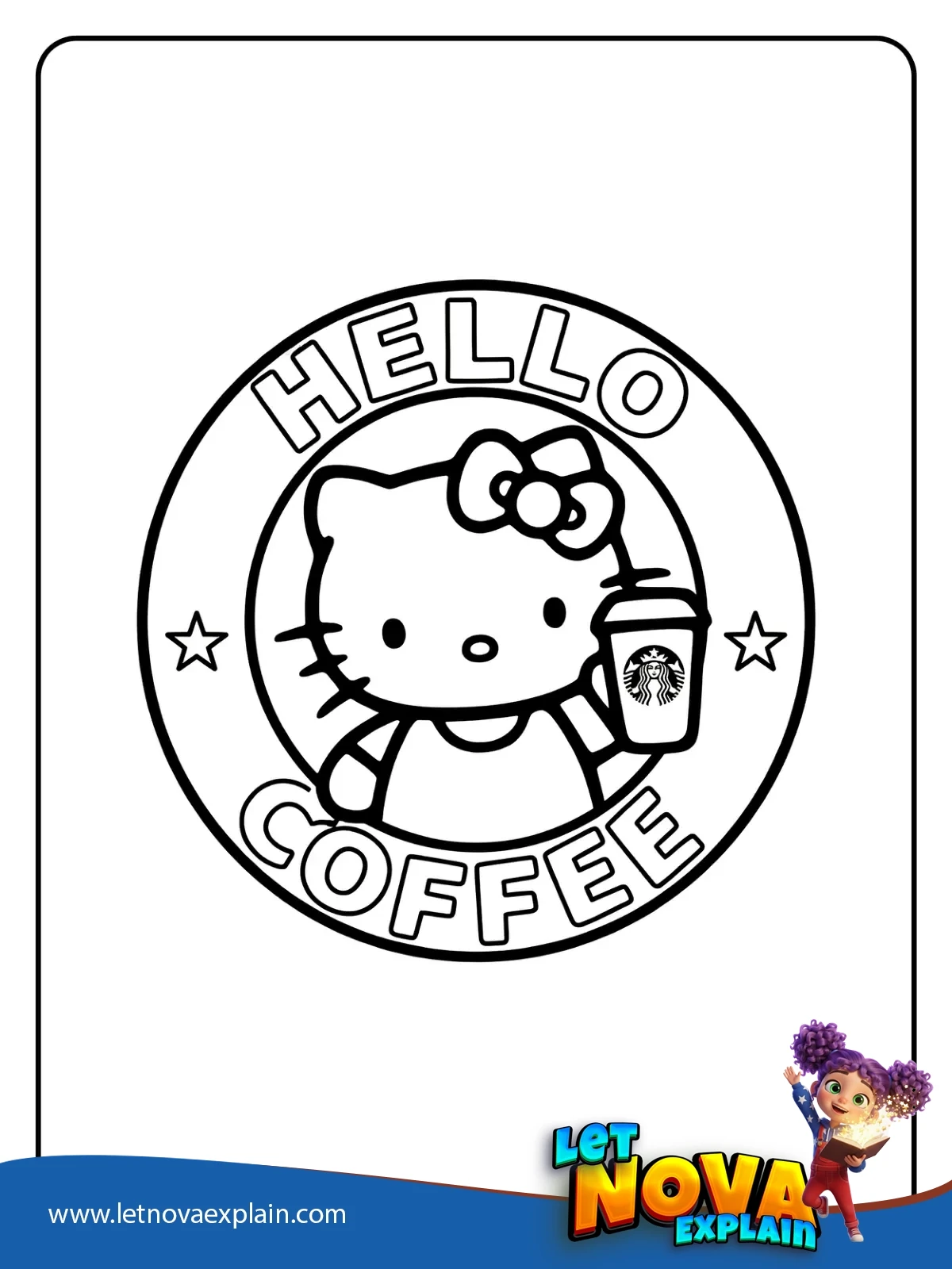 Hello Kitty Coffee coloring — Página para colorear