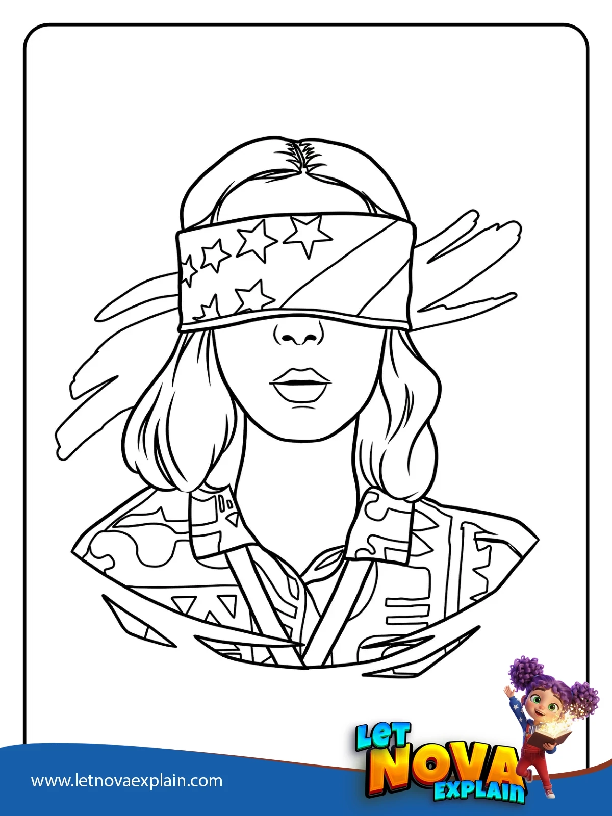 Eleven Wearing a Star Blindfold coloring — PDF stampabile