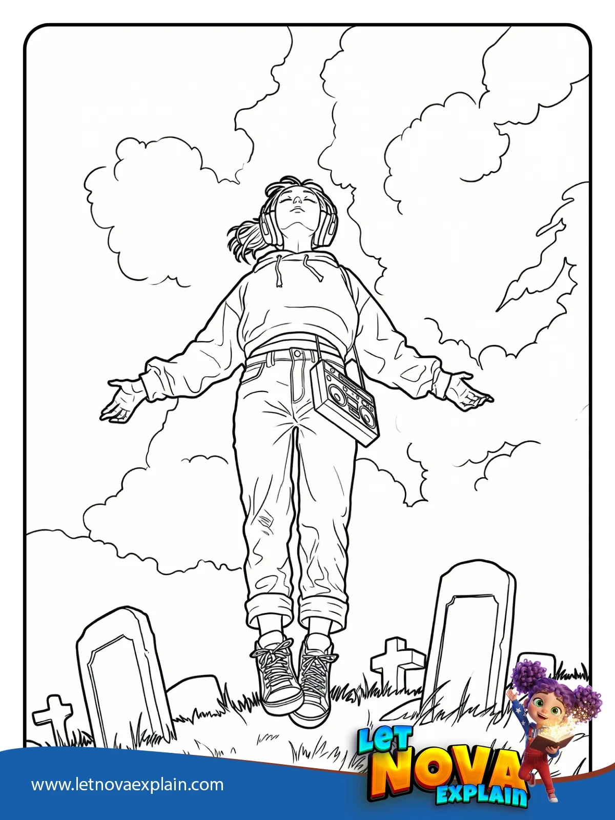 Max Floating to Her Favorite Song coloring — PDF stampabile