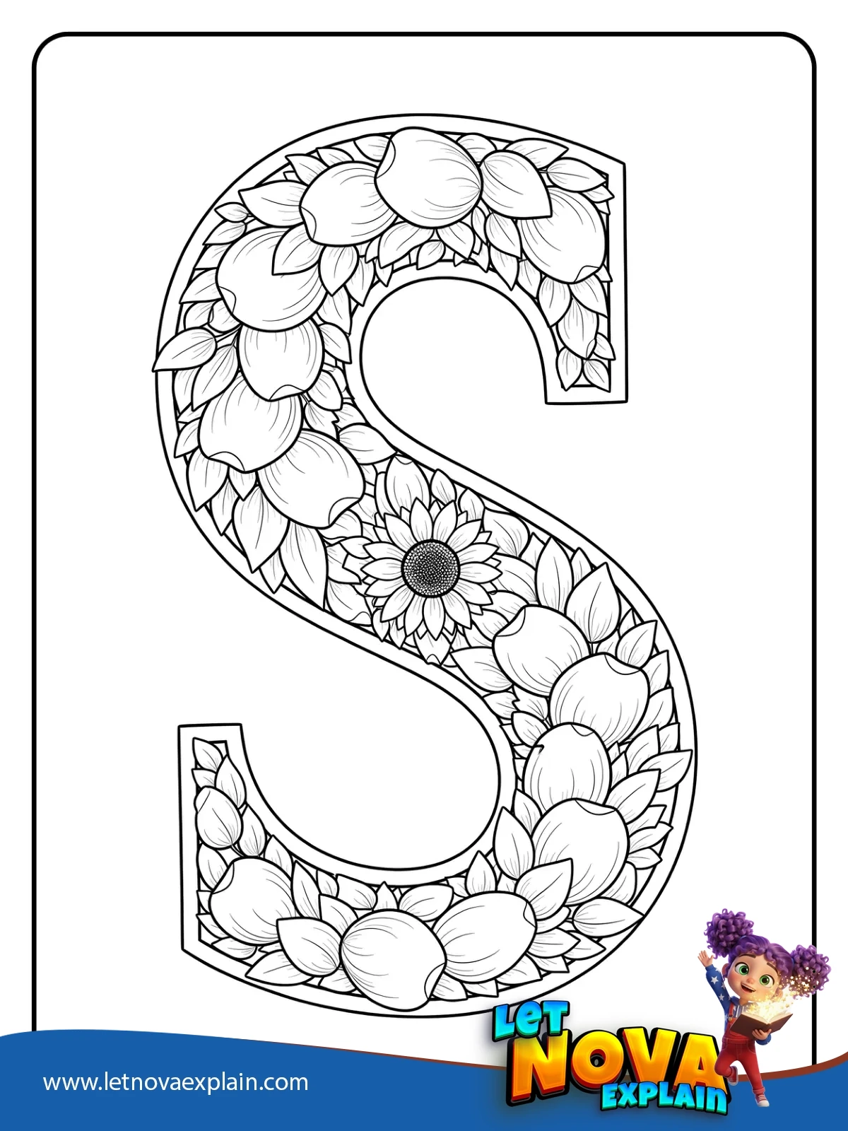 Sunflower Alphabet S coloring — Coloring page