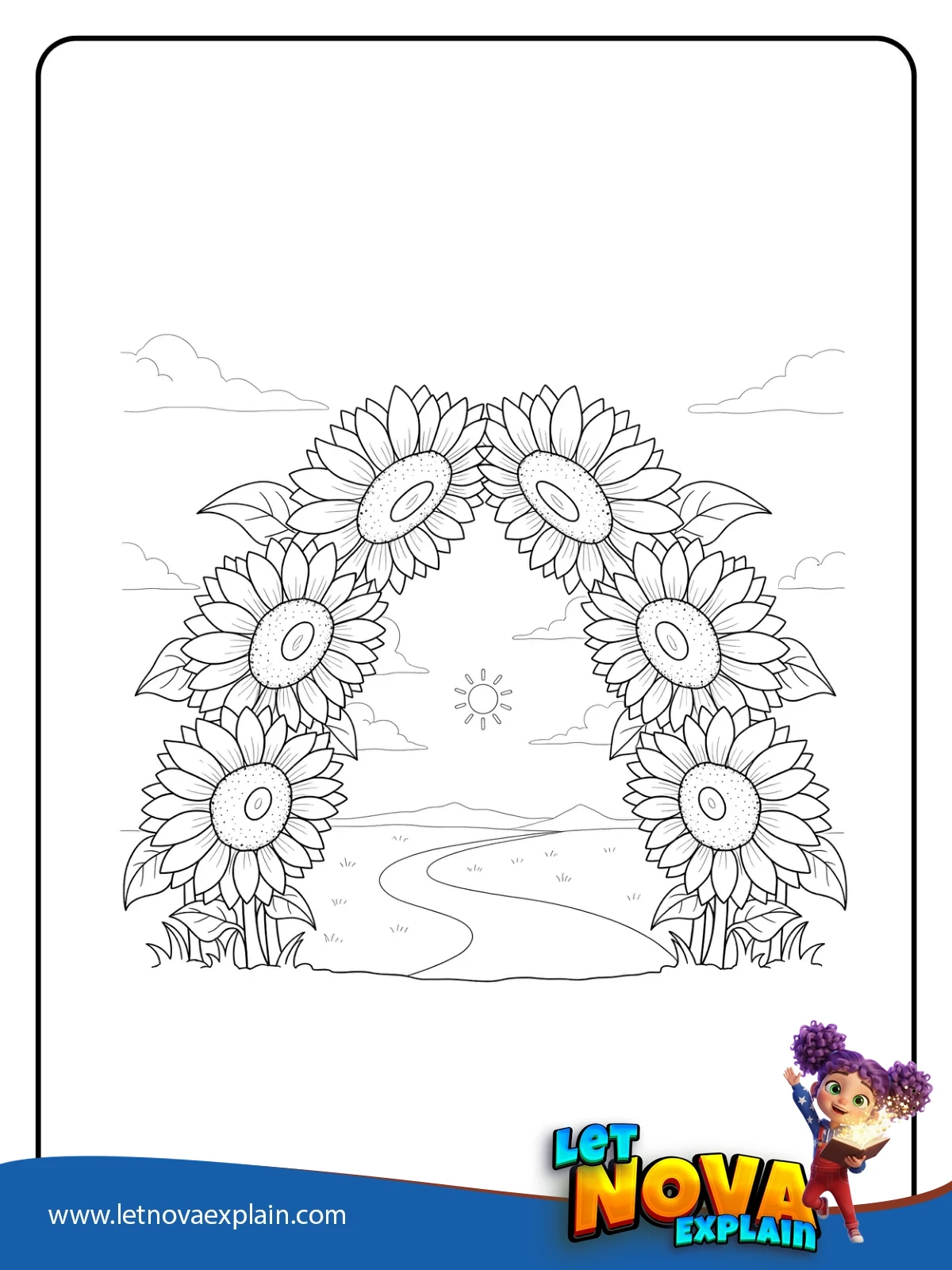 Sunflower Archway coloring — Coloring page