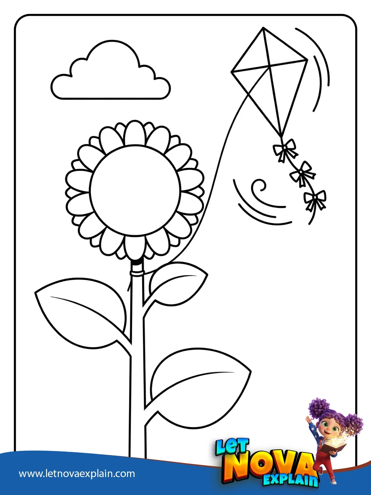 Sunflower With Kite coloring — Coloring page