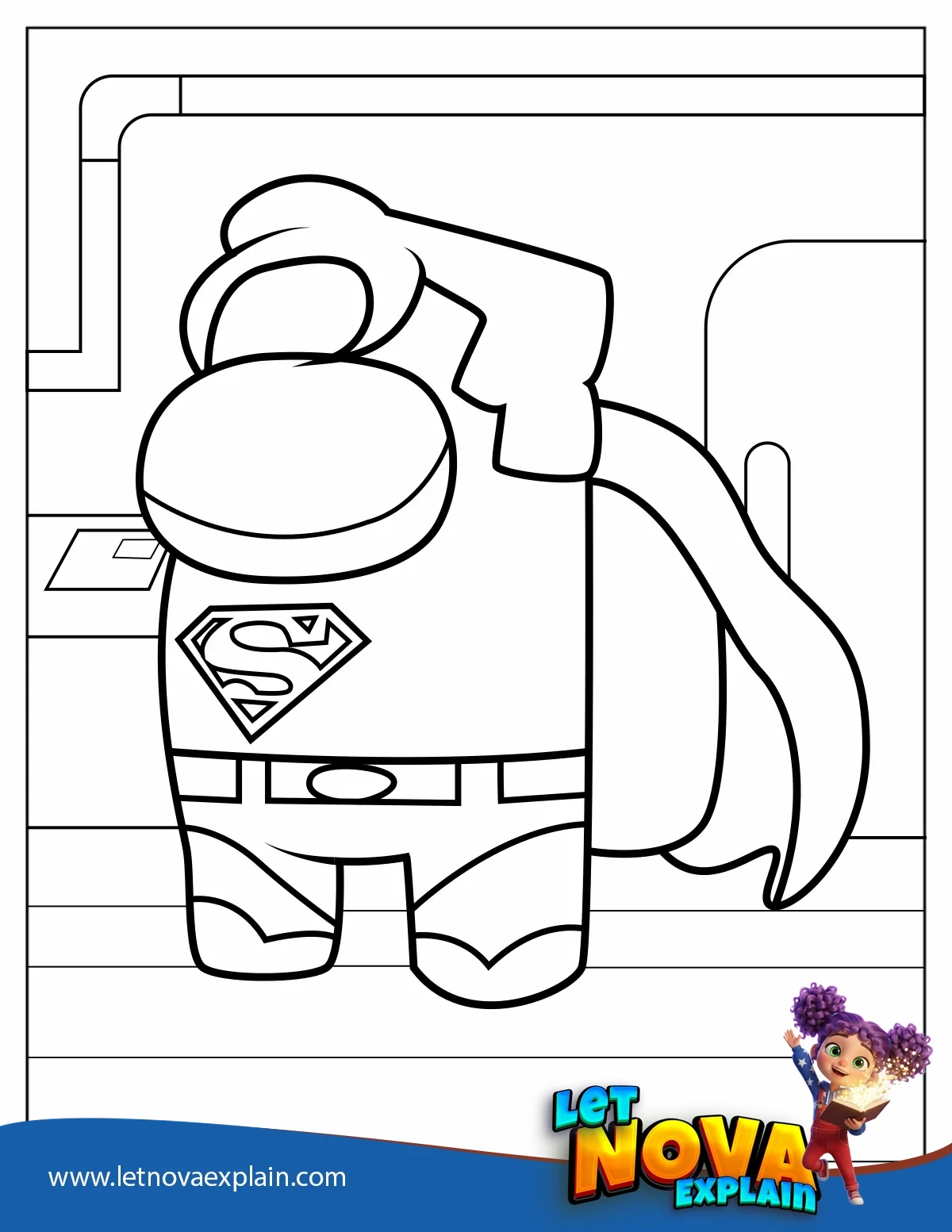 Among Us Superman Skin Coloring In — Printable PDF