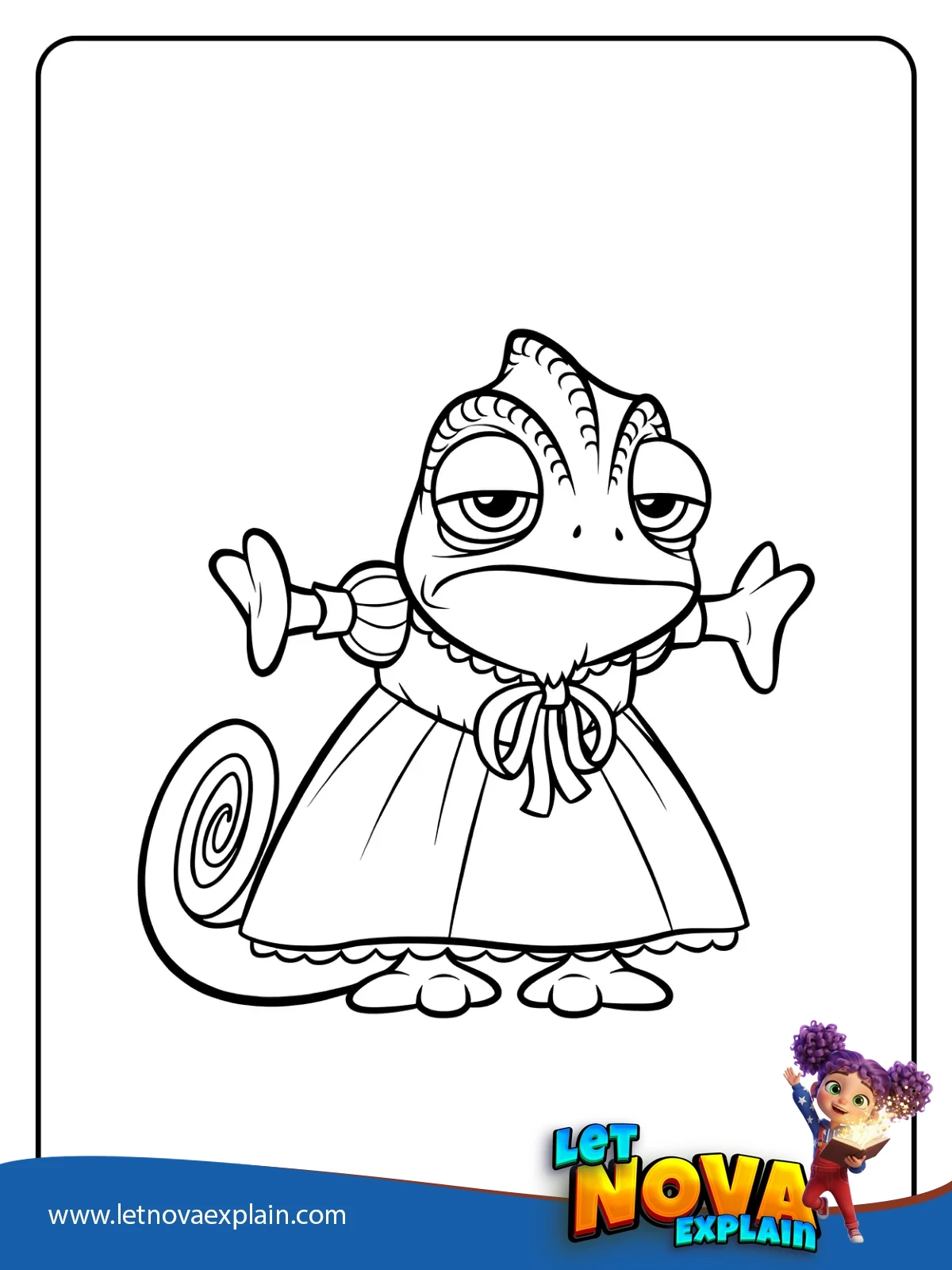 Pascal in a Dress coloring — PDF stampabile