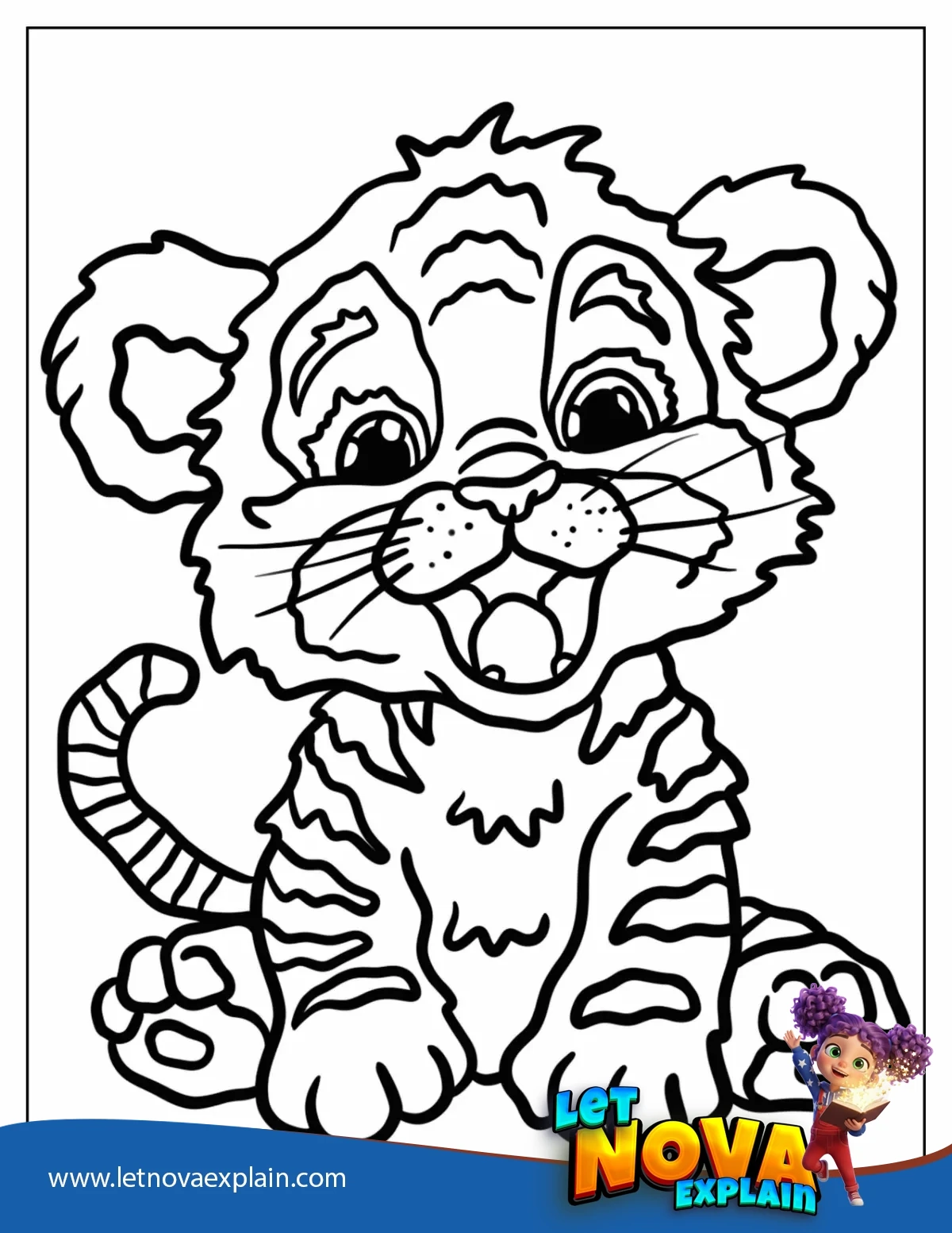 Cute Baby Tiger Coloring Sheet For Kids — Coloring page