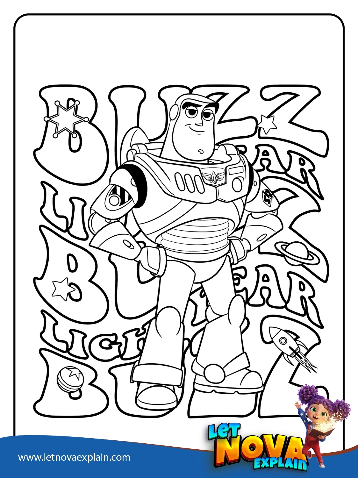 Buzz Lightyear Space Ranger coloring — PDF imprimible
