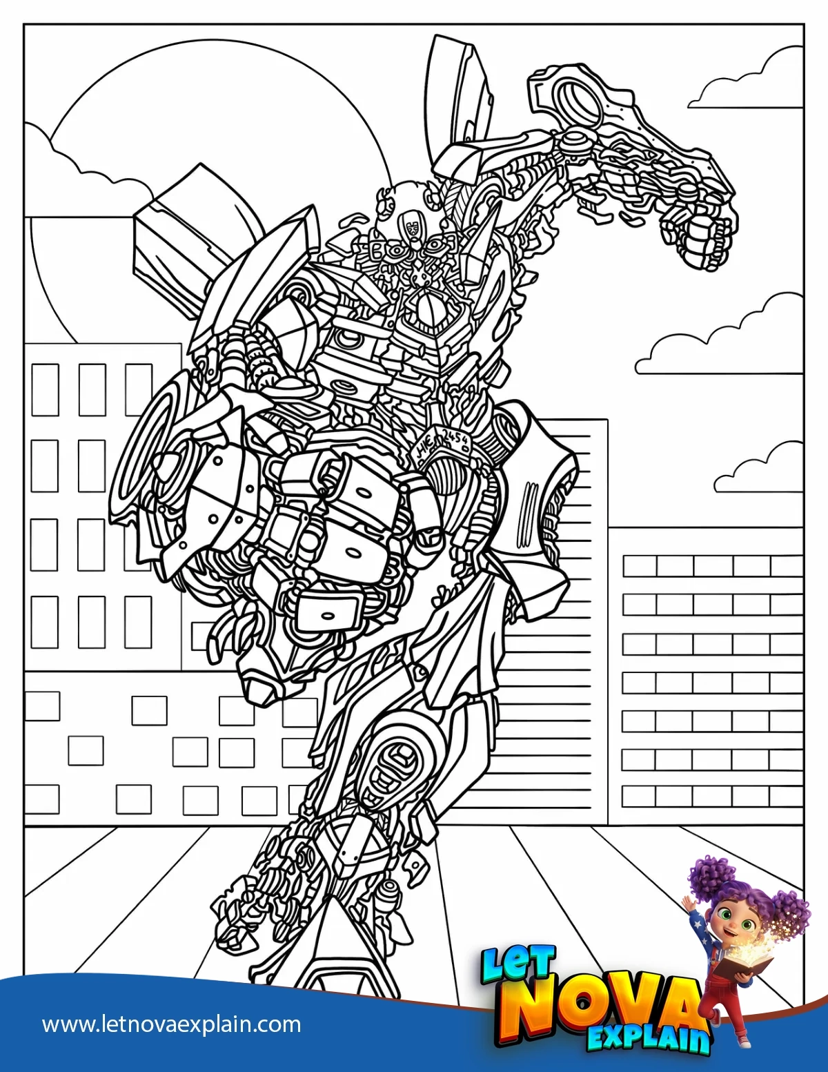 Bumblebee In Fighting Mode Coloring Page — Printable PDF