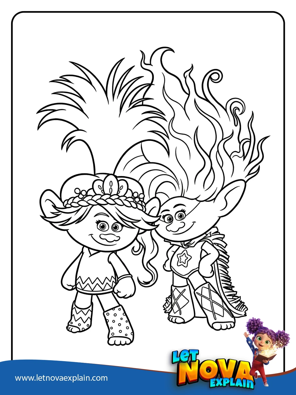 Poppy and Viva in Cool Outfits coloring — Coloring page