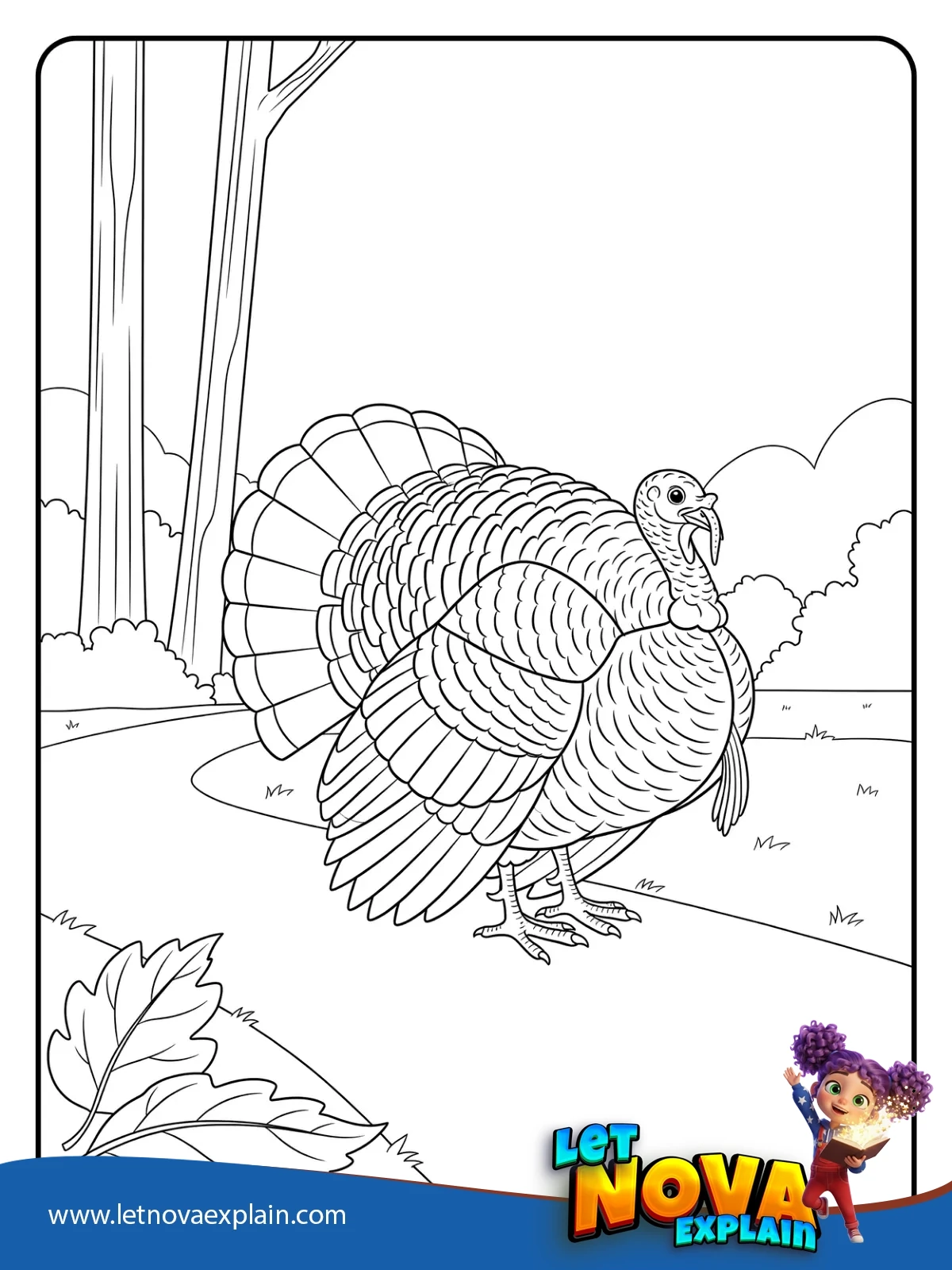 Forest Stroll Turkey coloring — PDF imprimable