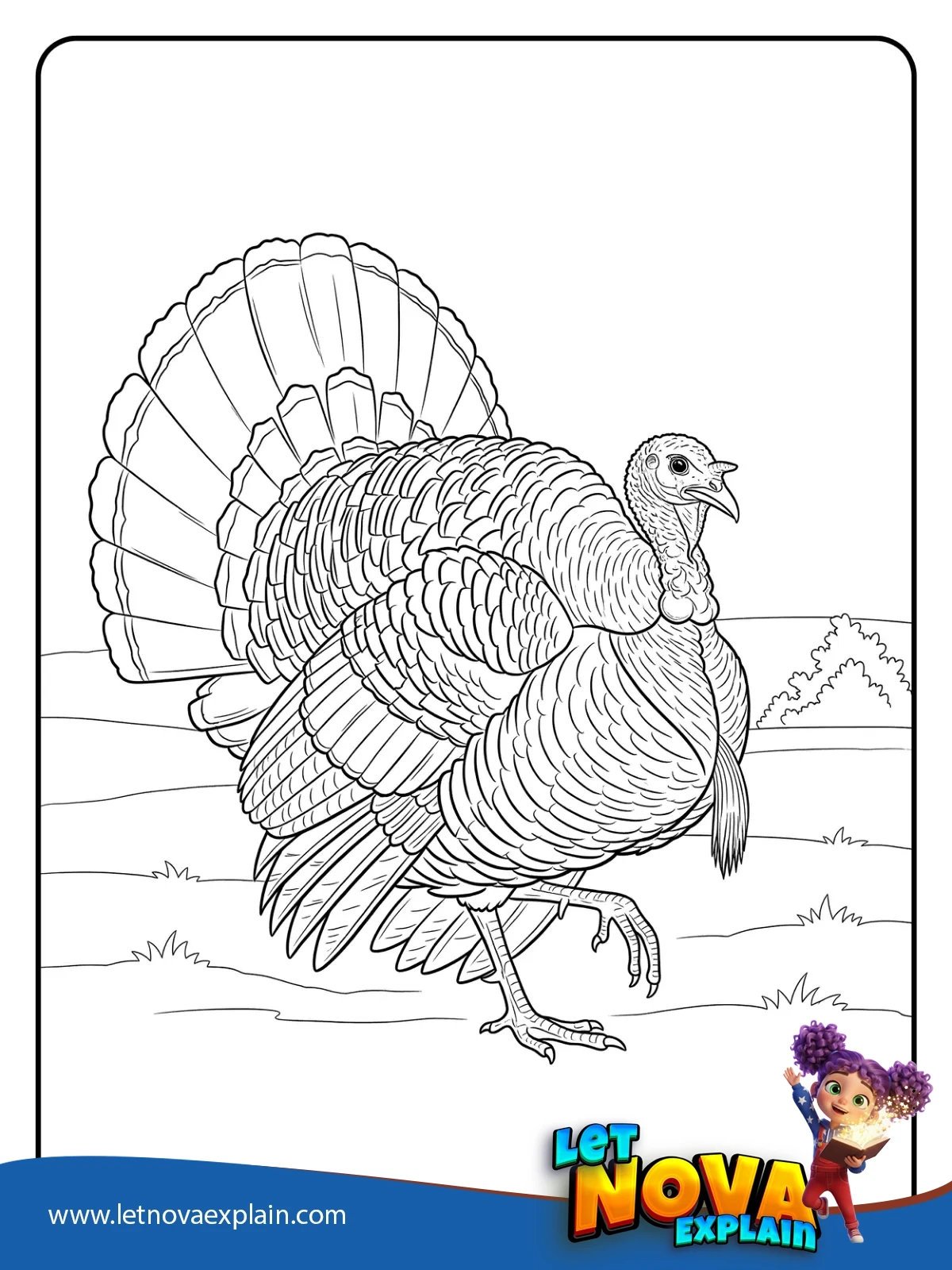 Realistic Turkey Stride Teen coloring — PDF imprimable