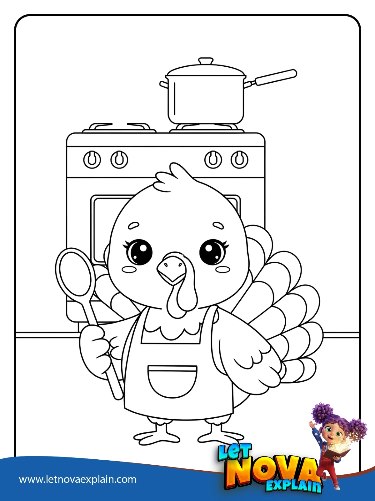 Turkey Chef coloring — PDF imprimable