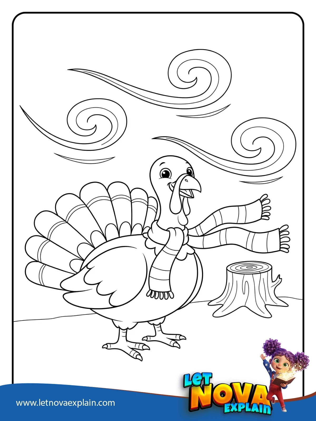 Turkey with Scarf coloring — Coloring page