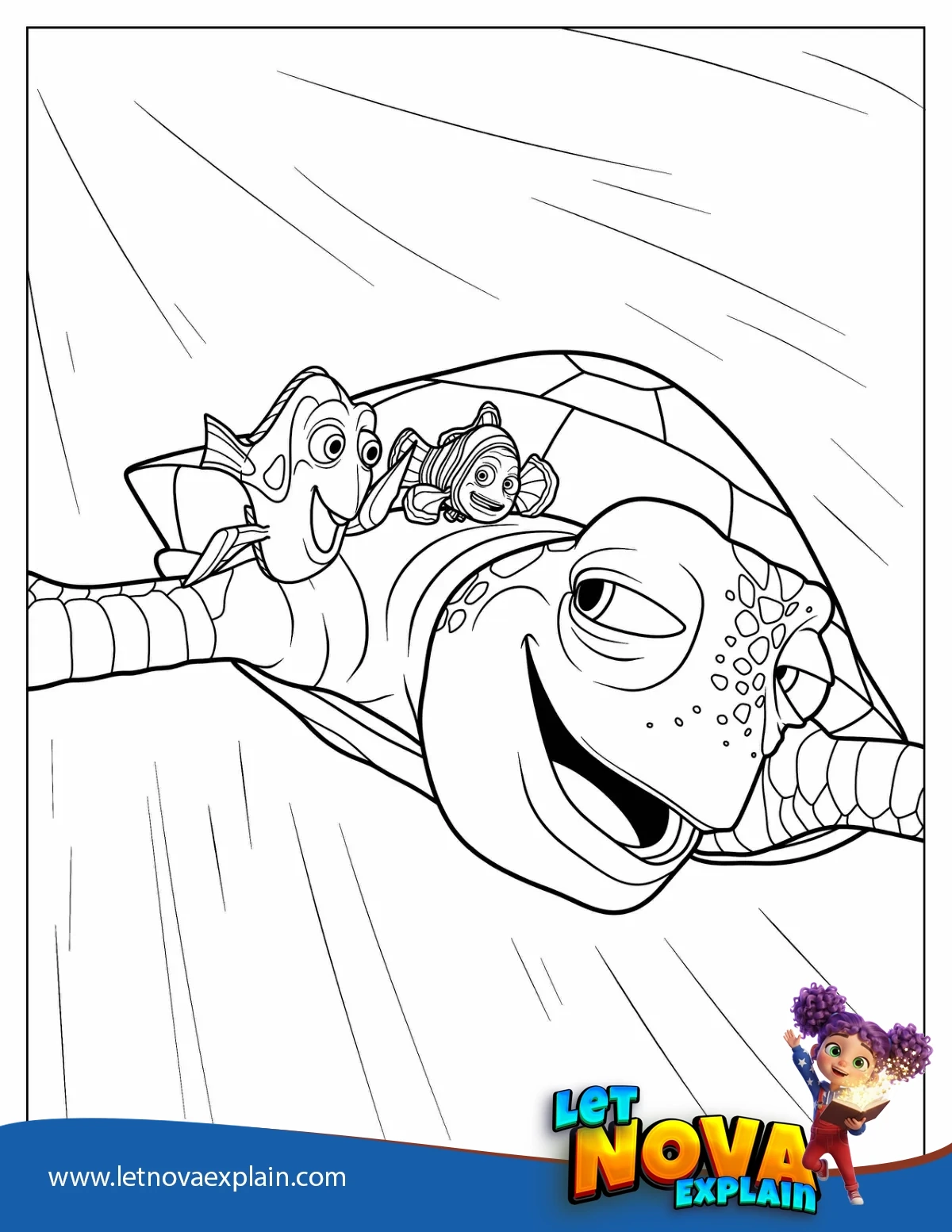 Coloring Page Of Crush The Turtle — Printable PDF