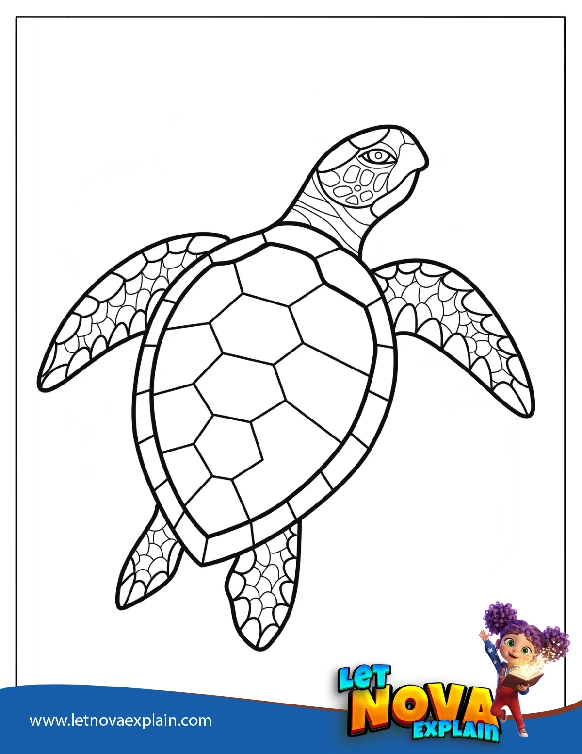 Easy Swimming Turtle Coloring Sheet for Kids — Disegno da colorare