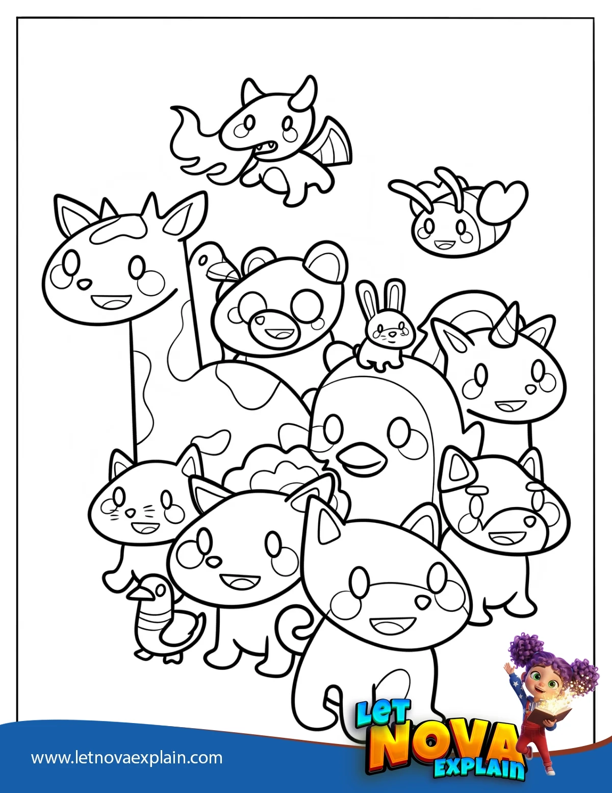 Adopt Me Pets Giraffe Dog Cat Unicorn Rabbit Duck Dragon Bee And Penguin — Printable PDF