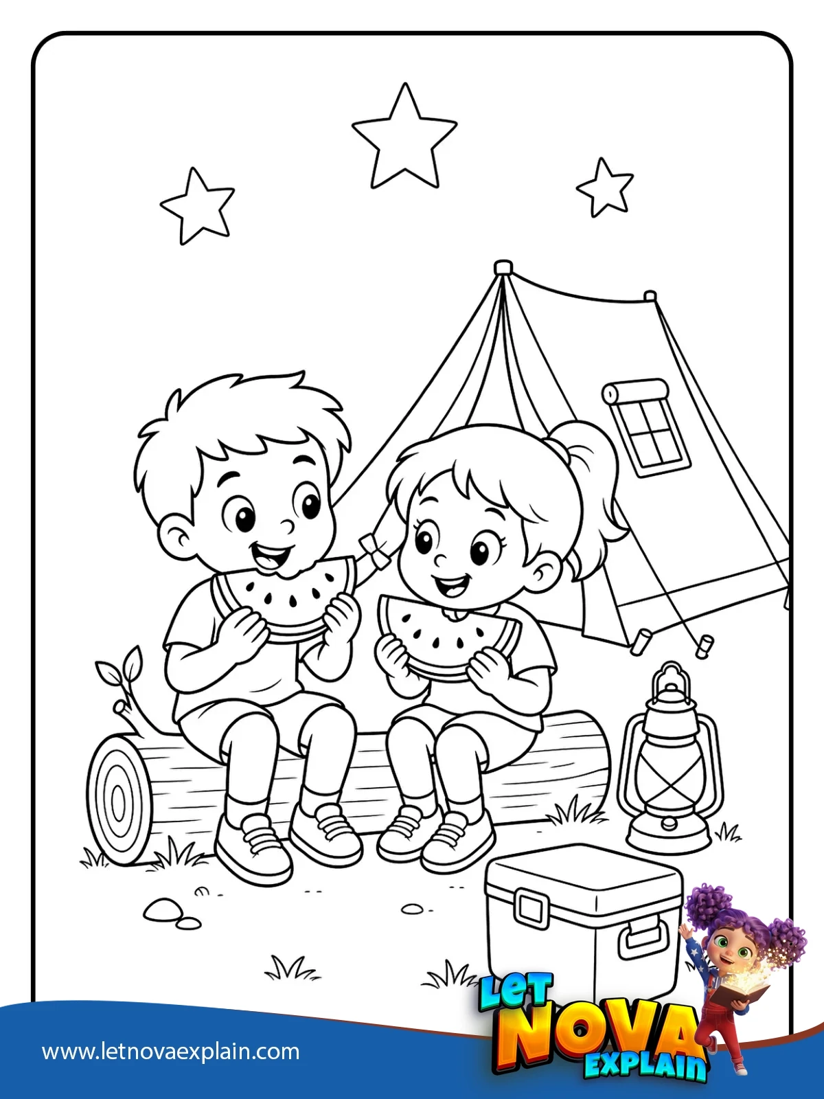 Camp Melon Snack coloring — Printable PDF