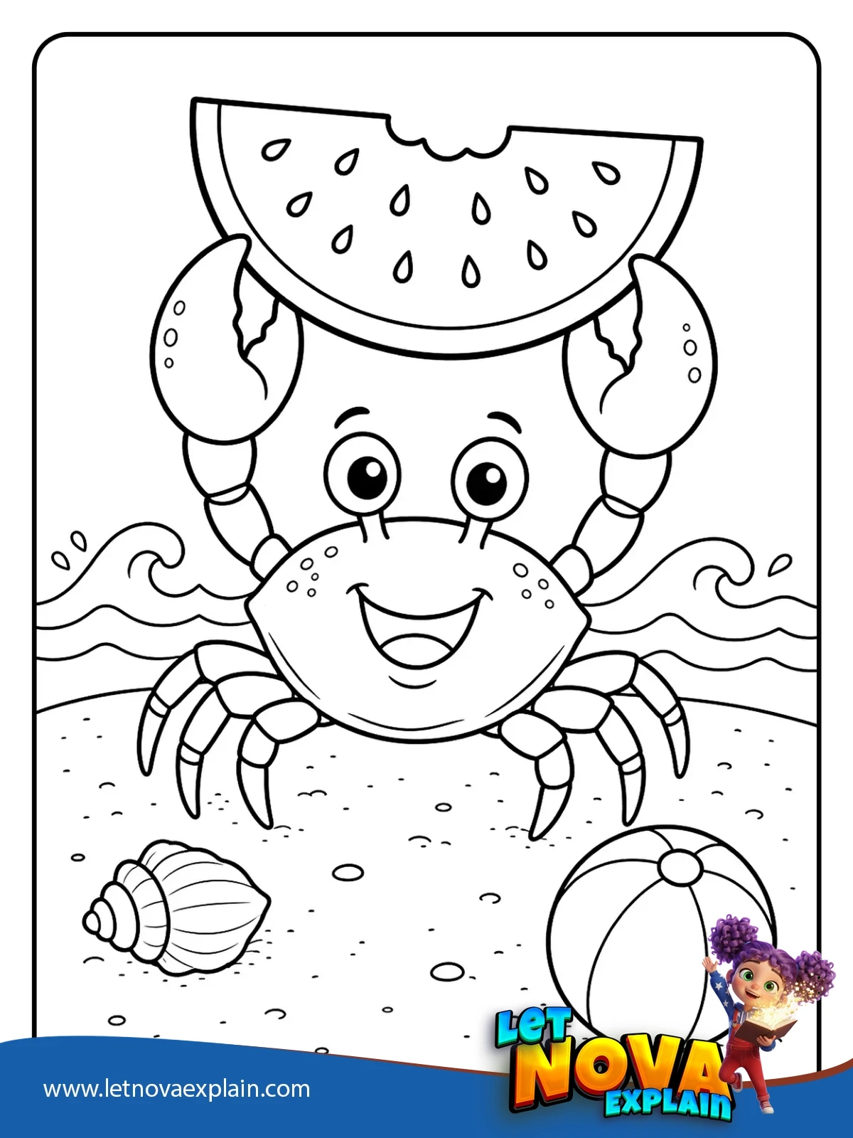 Crabs Big Beach Find coloring — Printable PDF