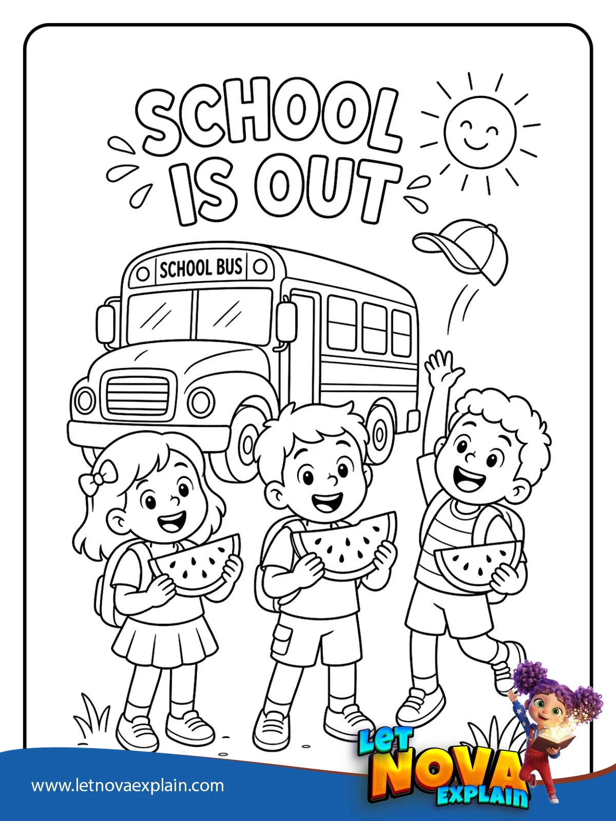School Is Out coloring — Printable PDF