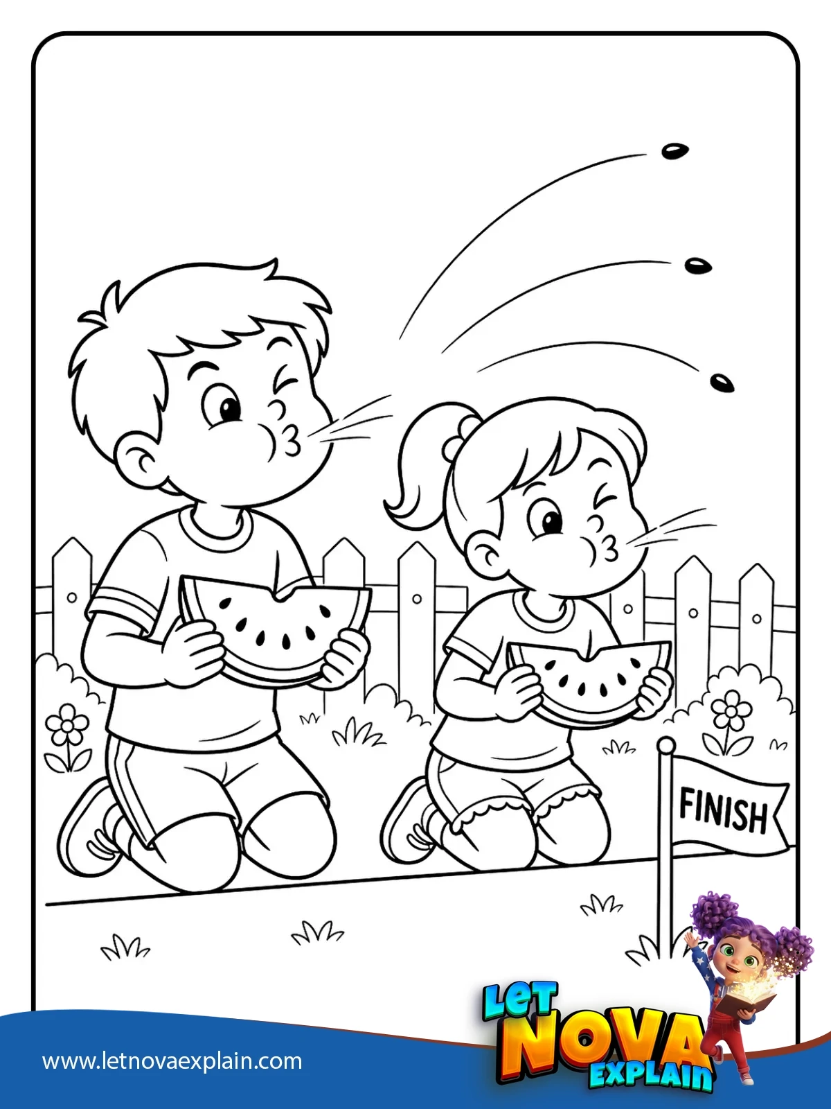 The Flying Seed Contest coloring — Printable PDF