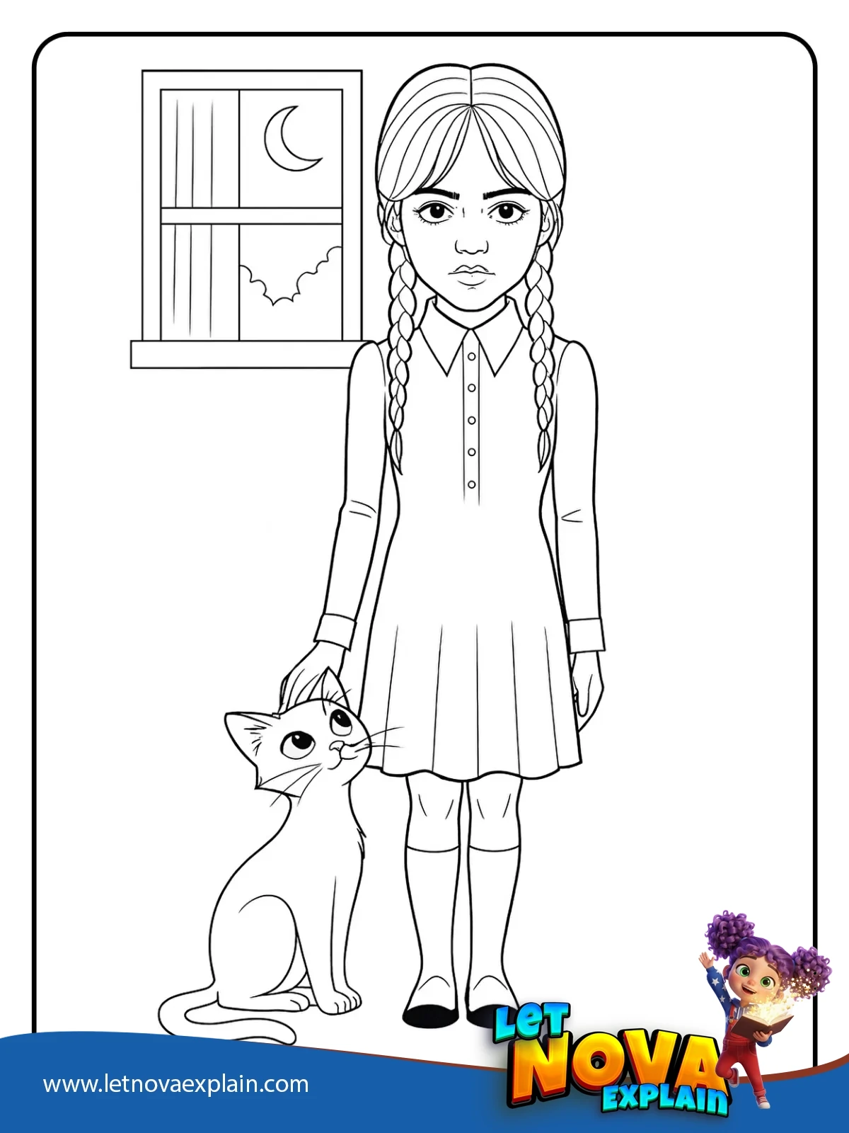 Cat Quiet Time coloring — Coloring page