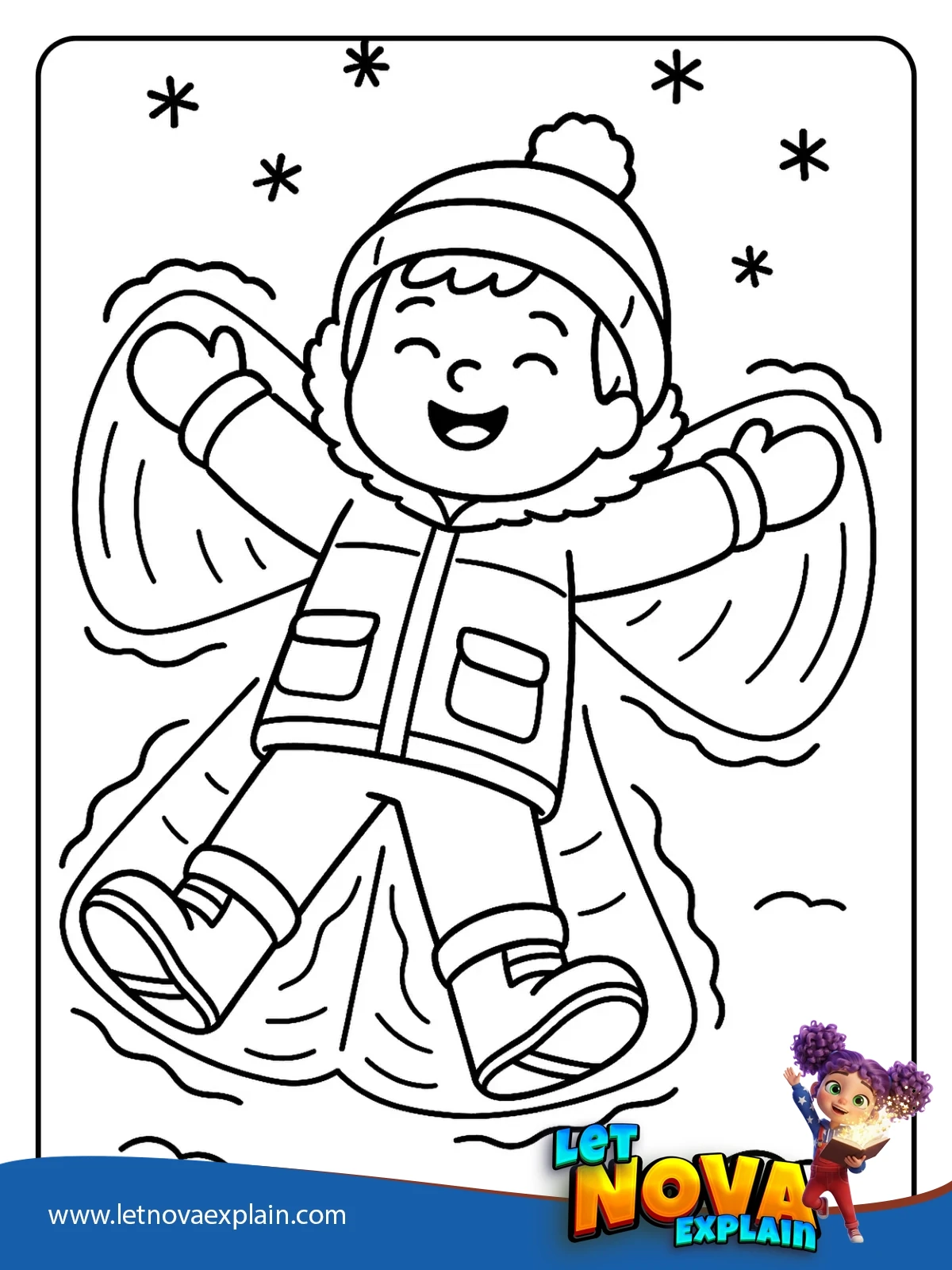 Making a Snow Angel coloring — Printable PDF