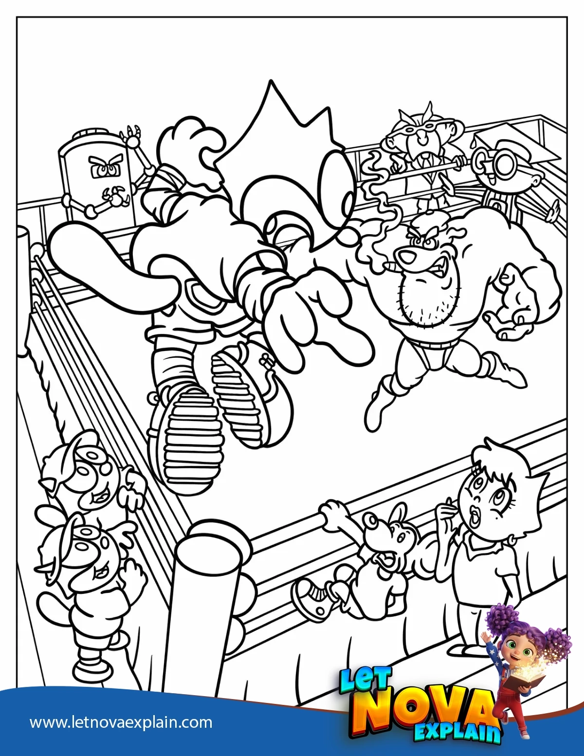 Felix The Cat Wrestling Rock Bottom — Page de coloriage