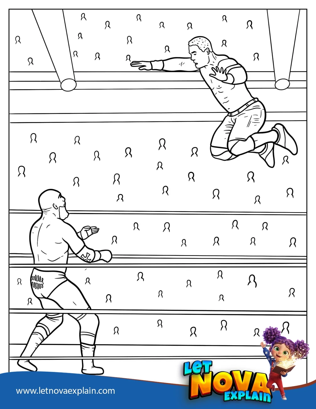 John Cena Leaping To His Opponent Coloring Page — Page de coloriage